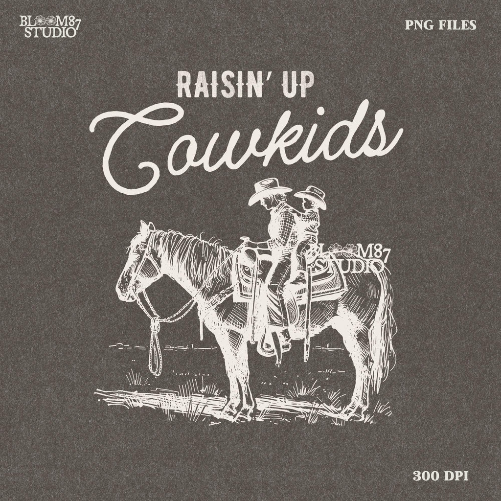 Cowboy kids PNG, raising cowkids country life, rustic cowboy children print, western homestead PNG, cowboy parenting sublimation, cowboy family ranch design, rodeo kids horseback riding PNG, rancher family lifestyle artwork, country western rodeo cowboy PNG, rustic ranch cowboy kids print, horseback riding children PNG, cowboy heritage illustration, rustic western homestead artwork, cowboy and horse country PNG, farm and ranch cowboy life print, kids cowboy upbringing design, cowboy rodeo