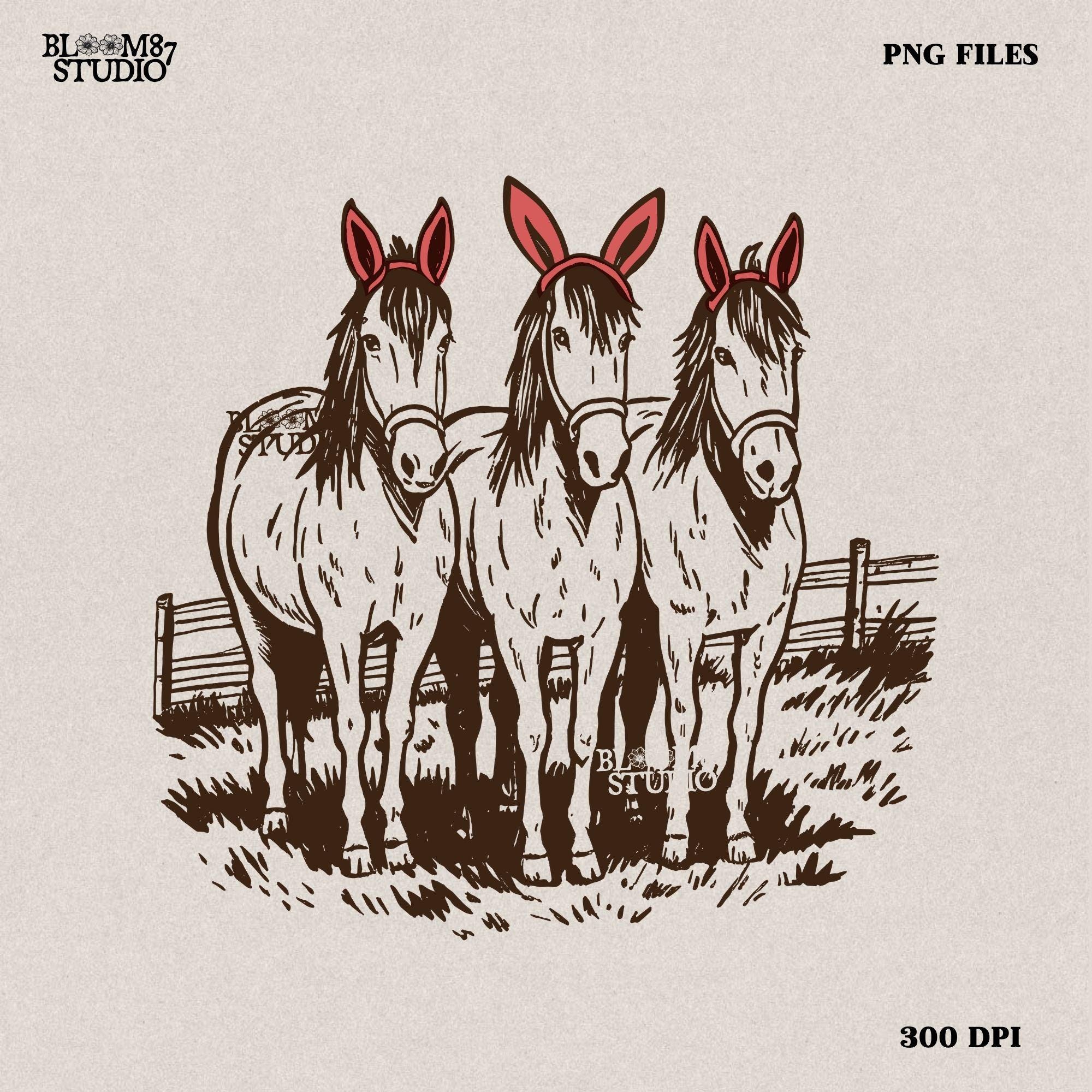 Easter horse PNG, donkey with bunny ears clipart, farm animals digital design, rustic cowboy sublimation, Western country Easter print, farmhouse horse silhouette, cute horse Easter printable, Easter donkey T-shirt design, funny farm ranch graphic, cowboy country clipart, Western horse digital artwork, barnyard animal Easter sublimation, rustic farmhouse printable, country horse Easter shirt, donkey ranch clipart PNG, farmhouse horse lovers print, rustic Western holiday design, Easter pony