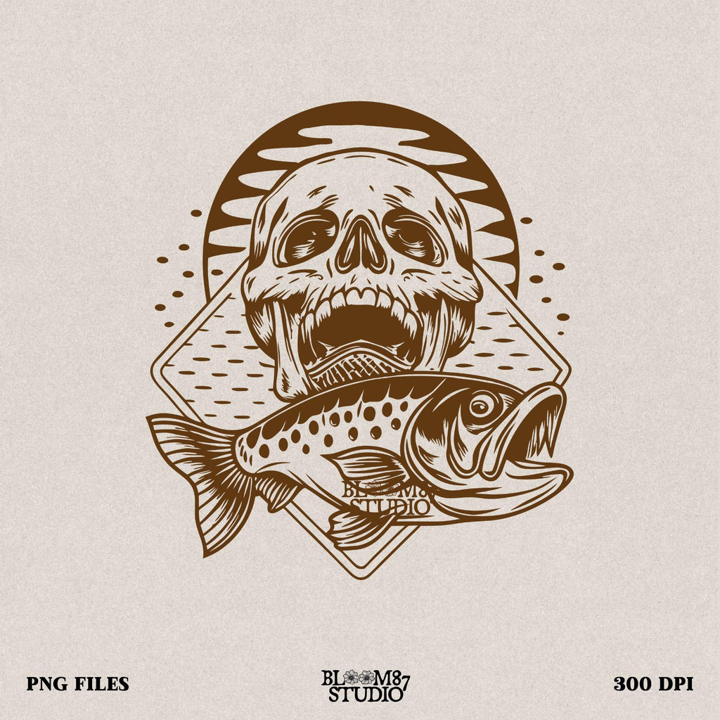 Perfect for anglers, boaters, and outdoor enthusiasts, bringing a bold, gothic vibe to fishing apparel.