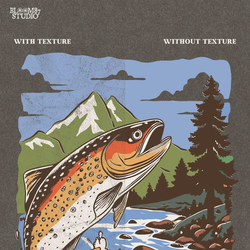 High-resolution (300 DPI) fishing PNG with a transparent background, perfect for sublimation, t-shirts, and hoodies.