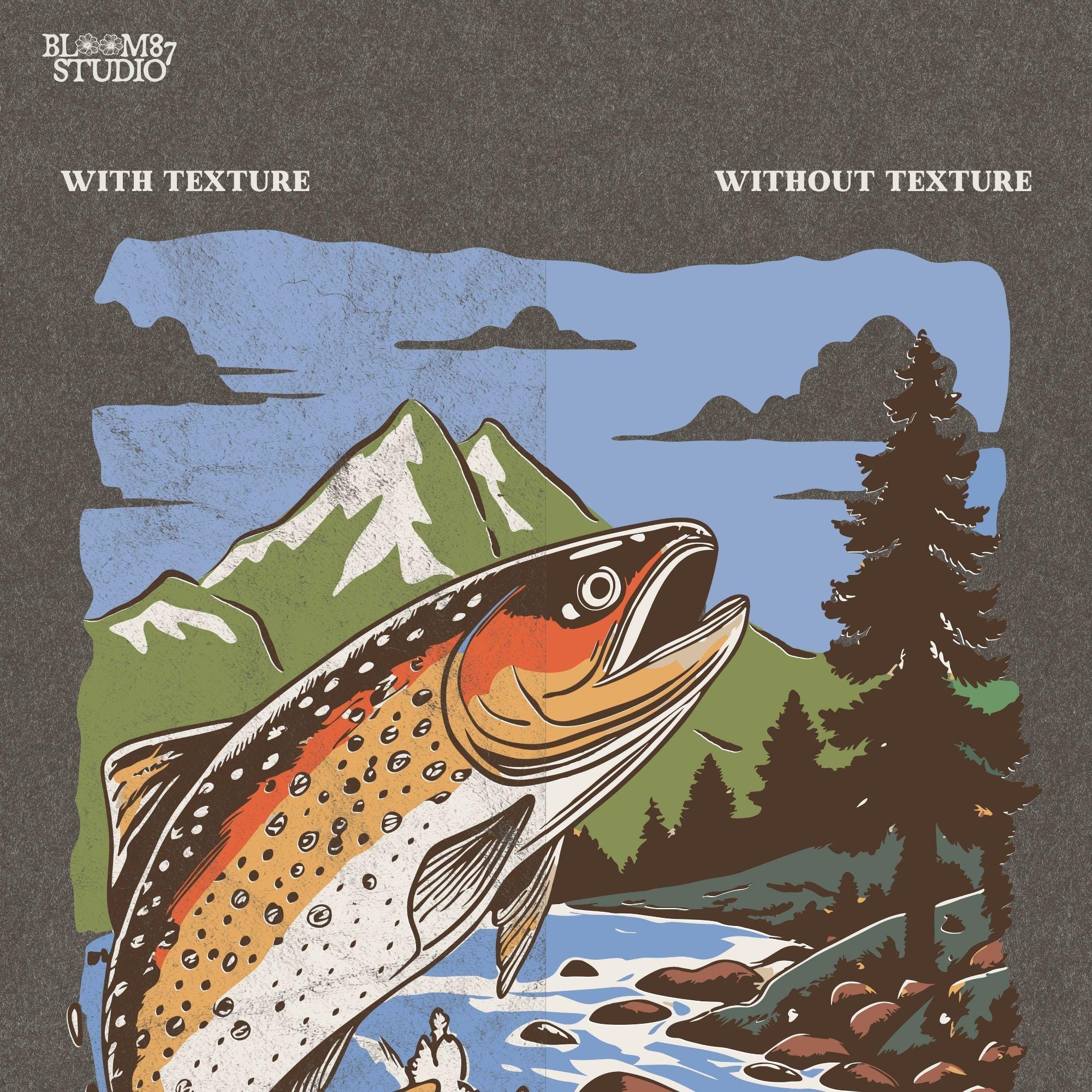 High-resolution (300 DPI) fishing PNG with a transparent background, perfect for sublimation, t-shirts, and hoodies.