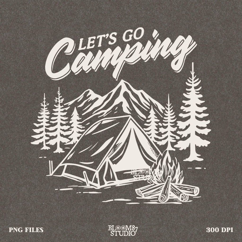 Vintage tent and campfire design, showcasing the beauty of the great outdoors, making it perfect for hikers and campers.