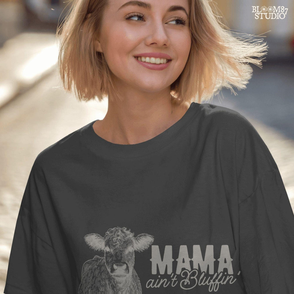 funny mom quote png, no bluffin mama design, mama cowlife file, rural mama sublimation, western graphic png, cow themed mom art, country mama joke design, digital cattle sublimation, cow mom shirt transfer, rustic shirt design