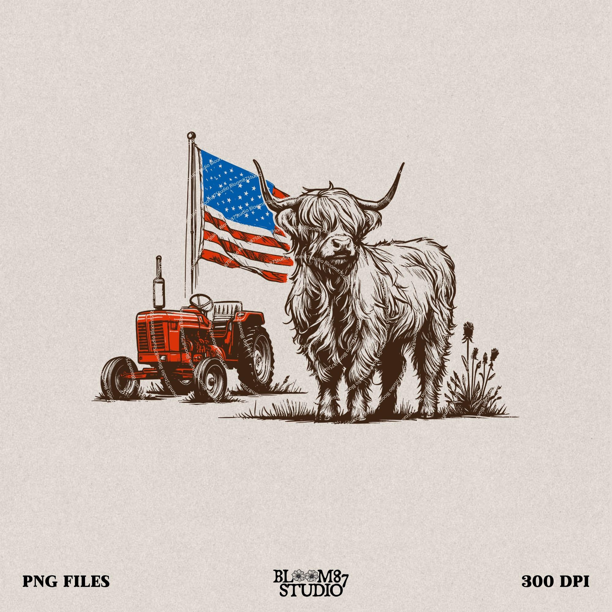 Western America Highland Cow png, America png, 4th Of july png, Western sublimation, American Flag Png, Usa png, America Designs, Freedom