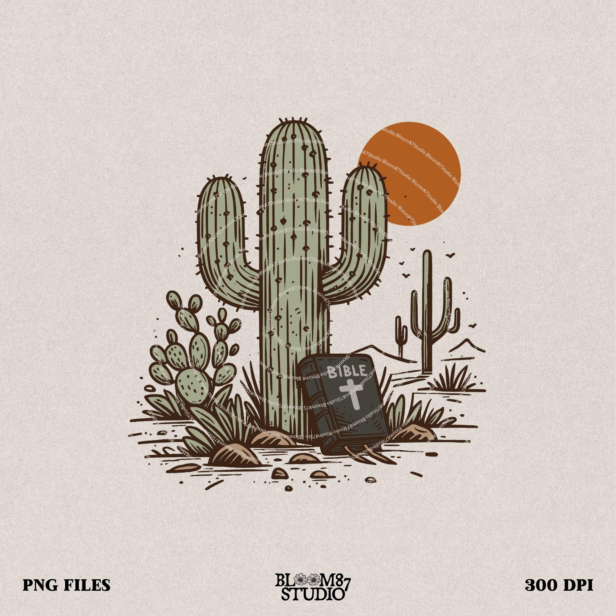 Bible Desert Cactus Sunset, Religious Western, PNG Sublimations, Western Sublimations, Designs Downloads, Shirt Design, Sublimation Download