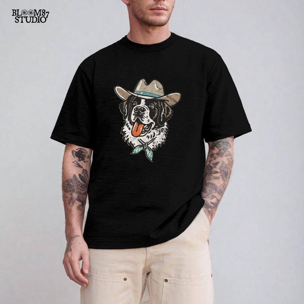 Saint Bernard ranch-style design, perfect for stickers, DIY crafts, and farmhouse decor.