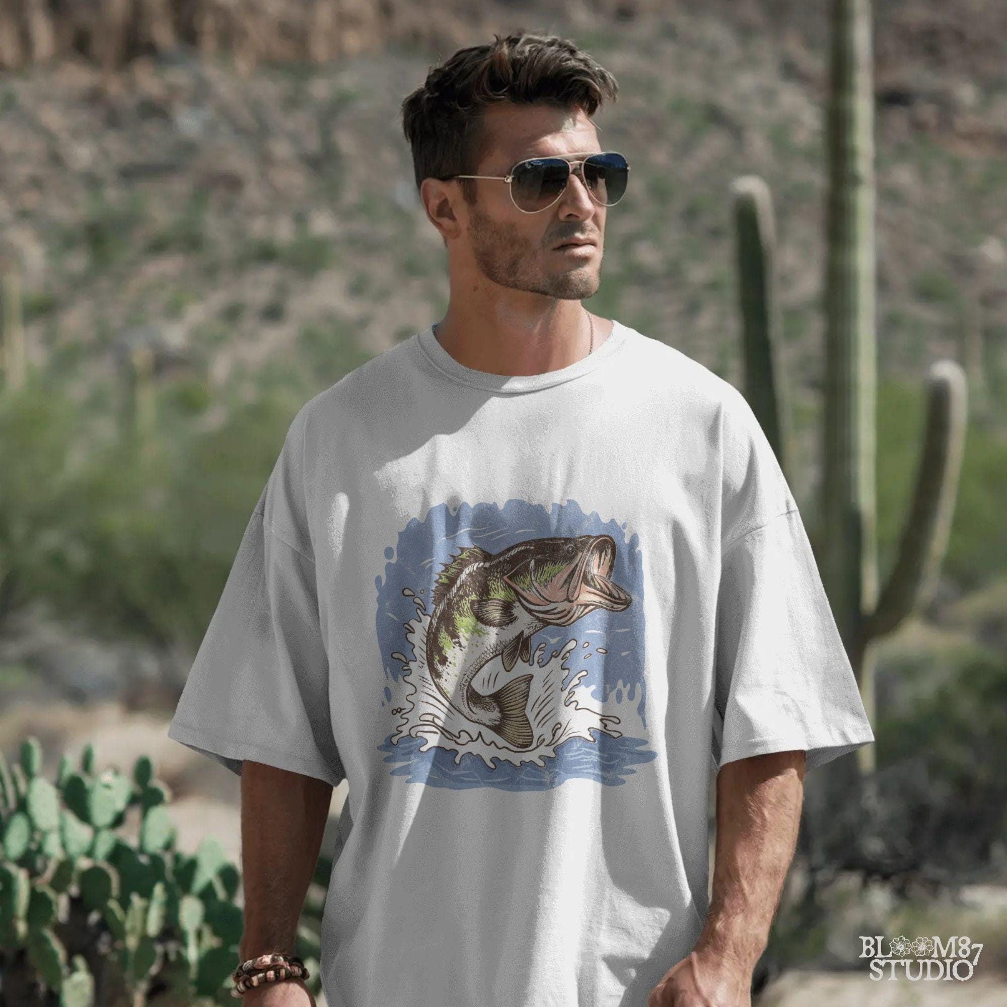 vintage bass design, water splash png, jumping fish design, rustic outdoor art, colorful outdoors shirt, fish camp sublimation, printable lake quote, masculine sublimation png, summer fishing gear art