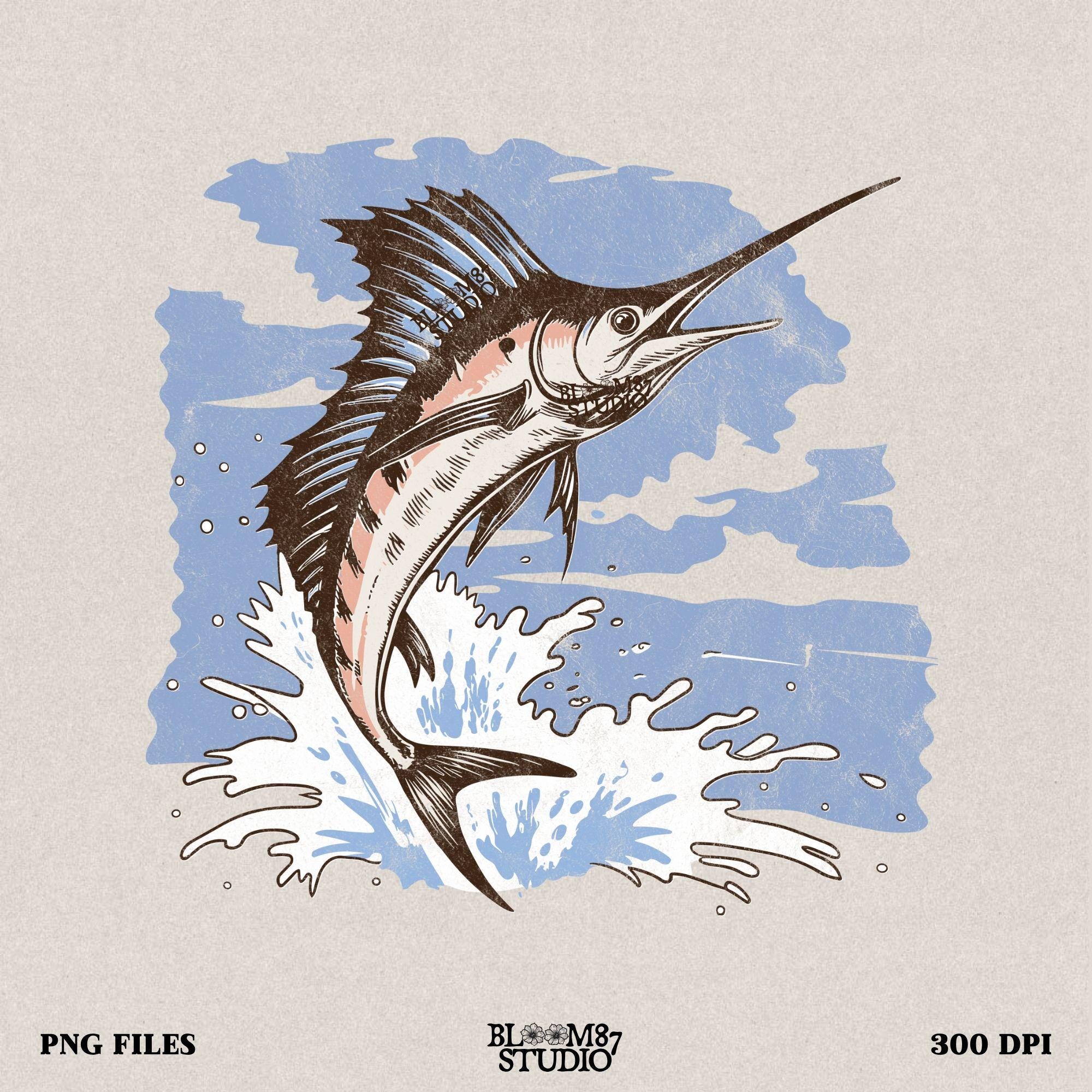 jumping marlin png, sailfish sublimation design, ocean fishing shirt png, deep sea fishing clipart, sportfish png file, nautical sublimation art, marlin fish graphic, fisherman ocean file, tropical fish printable, saltwater fishing art