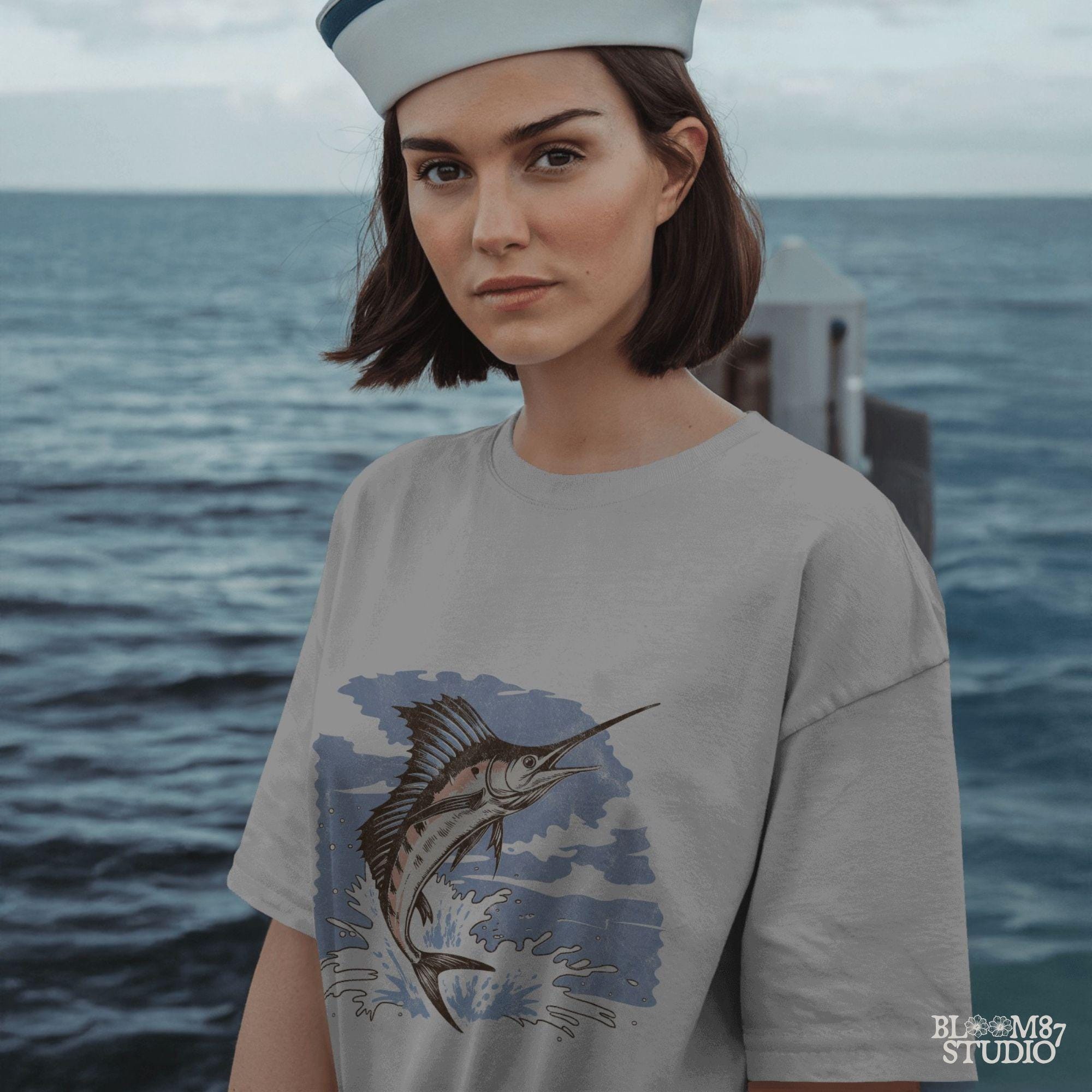 sport fish t-shirt png, fisherman tournament gift, high quality fish clipart, blue marlin printable, sea captain shirt art, tropical ocean sublimation, sea sport adventure png, fish splash artwork, water jump marlin design