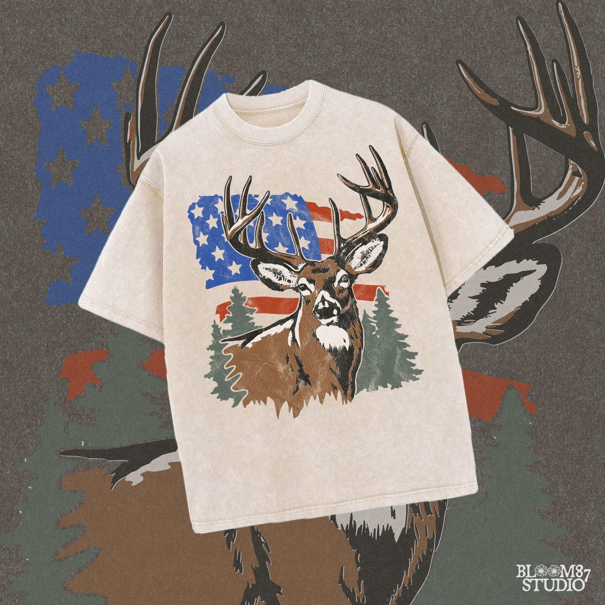 deer patriotic design, fourth of july hunting png, outdoor sportsman sublimation, rustic america wildlife file, forest and buck graphic, proud american deer, country guy shirt file, high res hunter art, flag and buck artwork