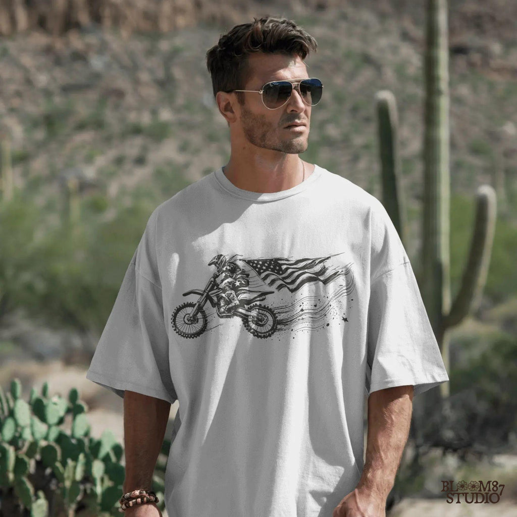 extreme sports sublimation, motocross lifestyle file, usa sportsman shirt art, printable motorbike art, biker freedom graphics, july 4th racer png, off-road trail design, dirt splatter graphic file