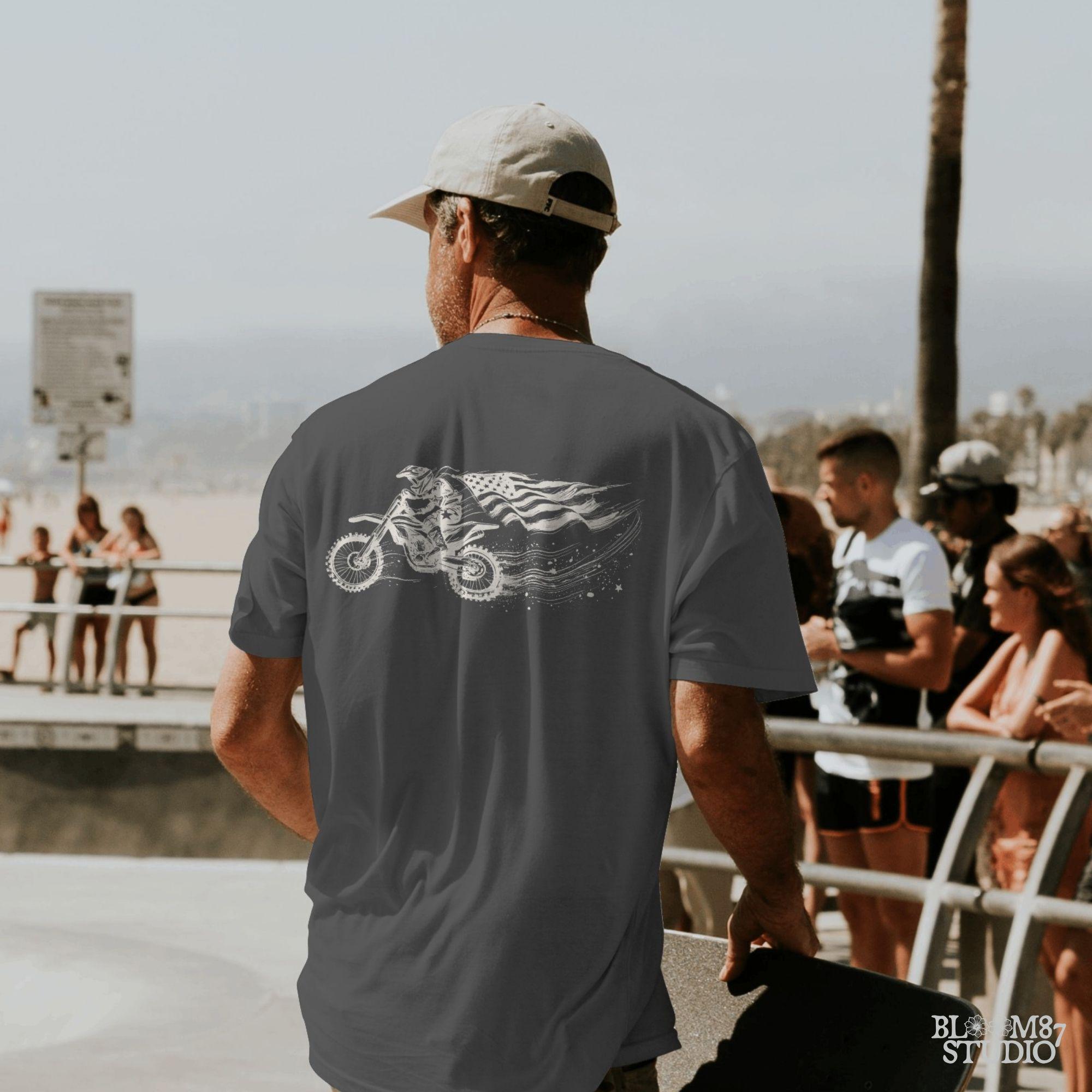 dirt bike fireworks png, 4th of july biker art, usa helmet design, patriotic motocross scene, biker sublimation shirt, printable bike jump file, racing patriotic graphic, rugged extreme sports png