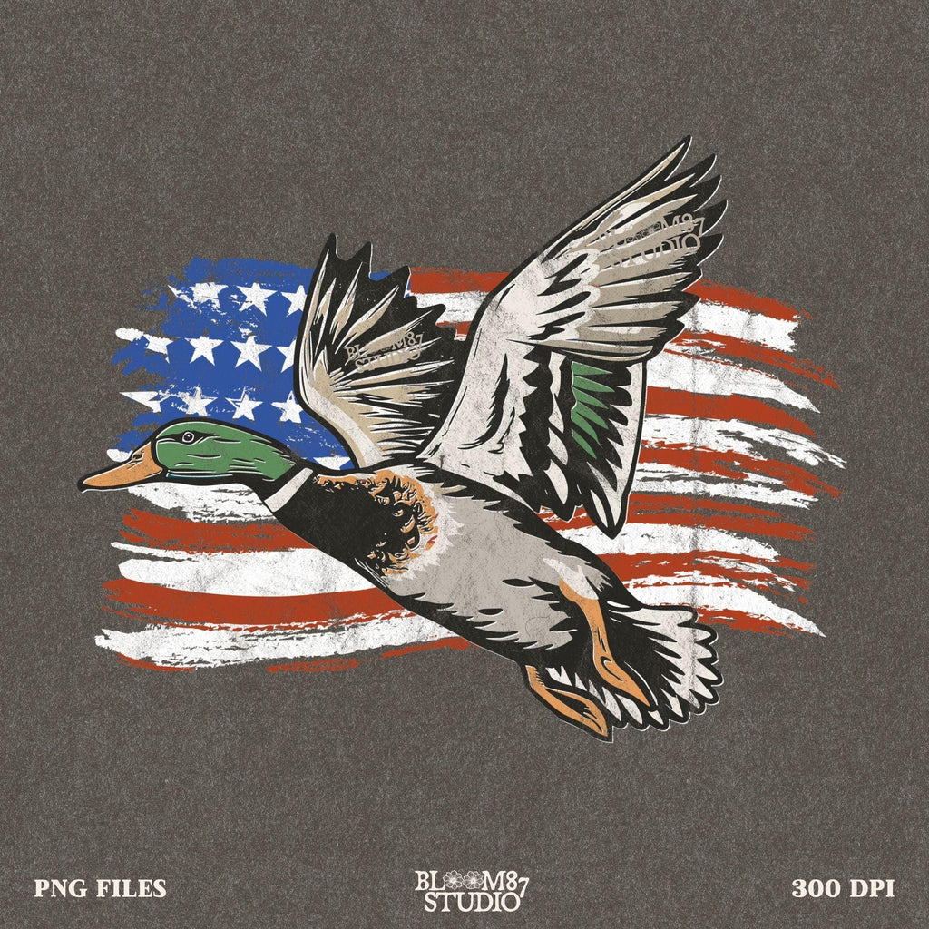 mallard duck png, red white blue duck, hunter flag design, wildlife sublimation art, digital duck hunting shirt, patriotic duck art, rustic america animal file, freedom and feathers png, duck season decor printable
