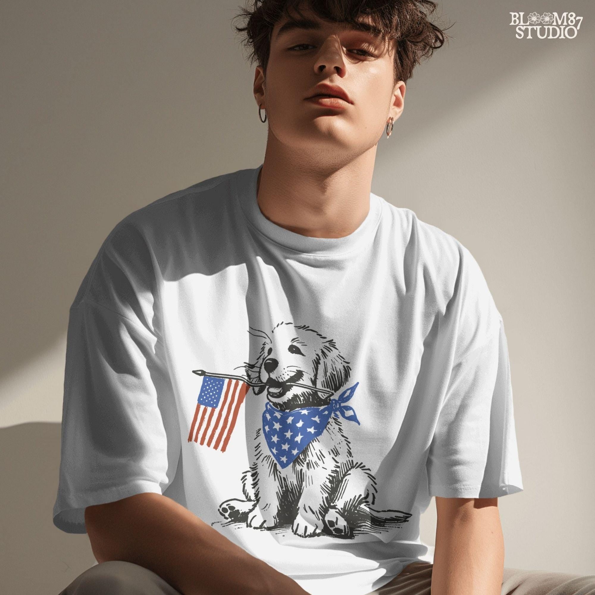 Patriotic Dog PNG, 4th of July Pup Sublimation, American Flag Bandana Pet Png, USA Vintage Dog, Independence Day Design,Western Sublimations