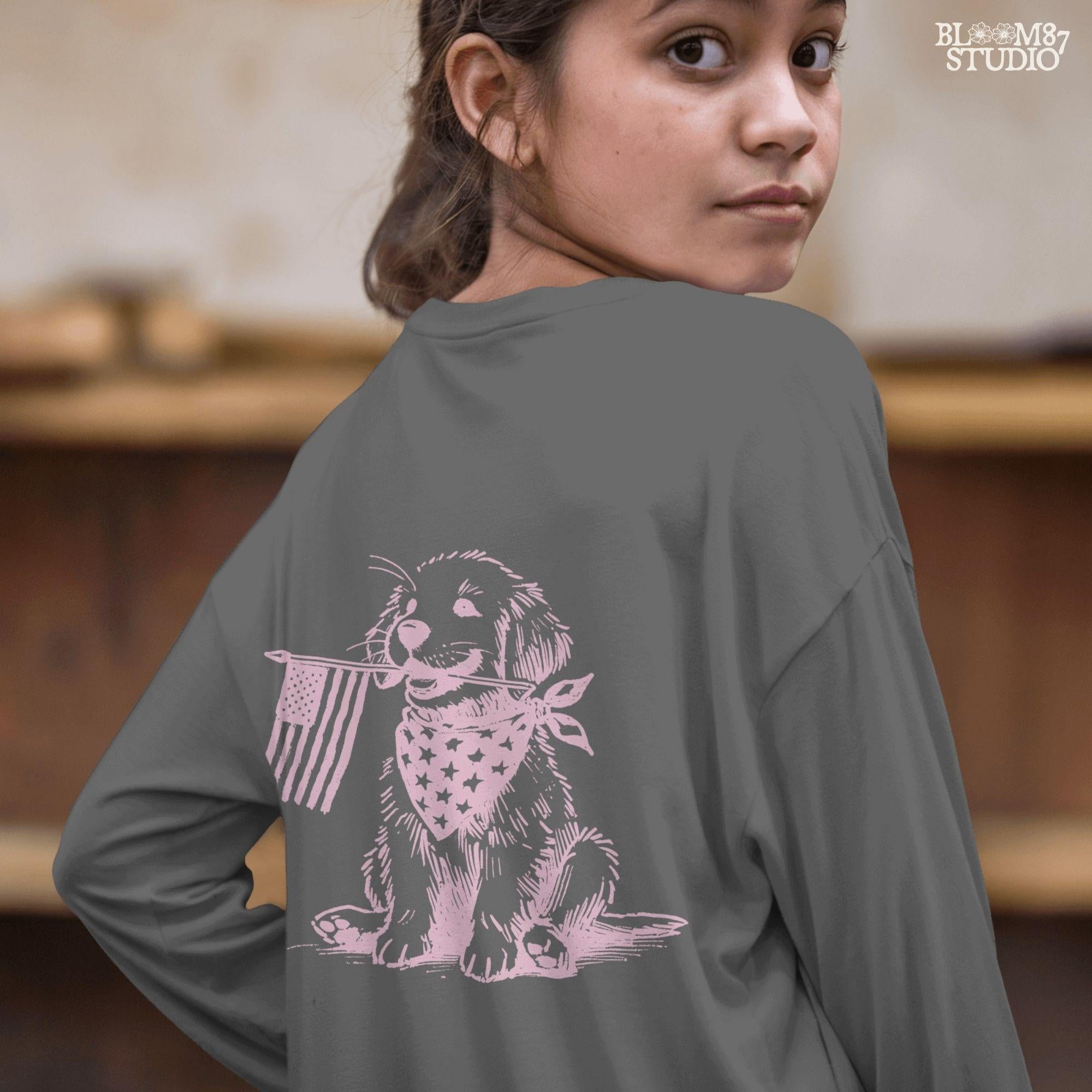 Patriotic Dog PNG, 4th of July Pup Sublimation, American Flag Bandana Pet Png, USA Vintage Dog, Independence Day Design,Western Sublimations