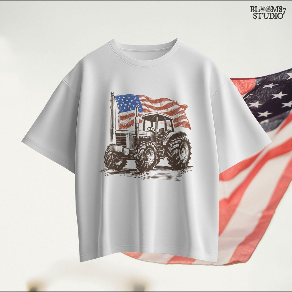 Patriotic Tractor PNG, American Flag Farm Sublimation, 4th of July Country Shirt Design, Memorial & Independence Day, Rustic USA Farmer PNG