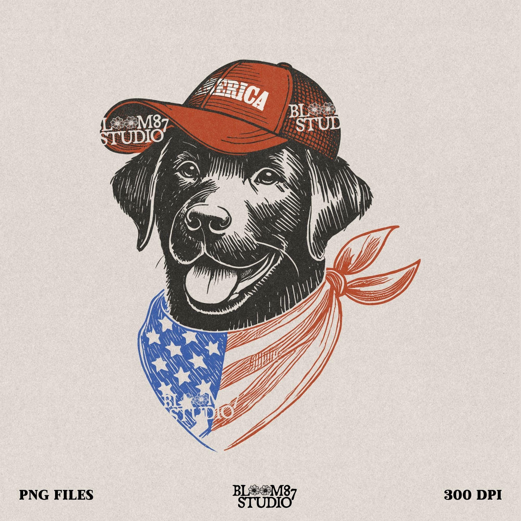 Patriotic Dog PNG, 4th of July Dog Sublimation, ‘Merica Hat Pup PNG, American Flag Bandana Dog Png, Cute USA Dog Png, Independence Day Png