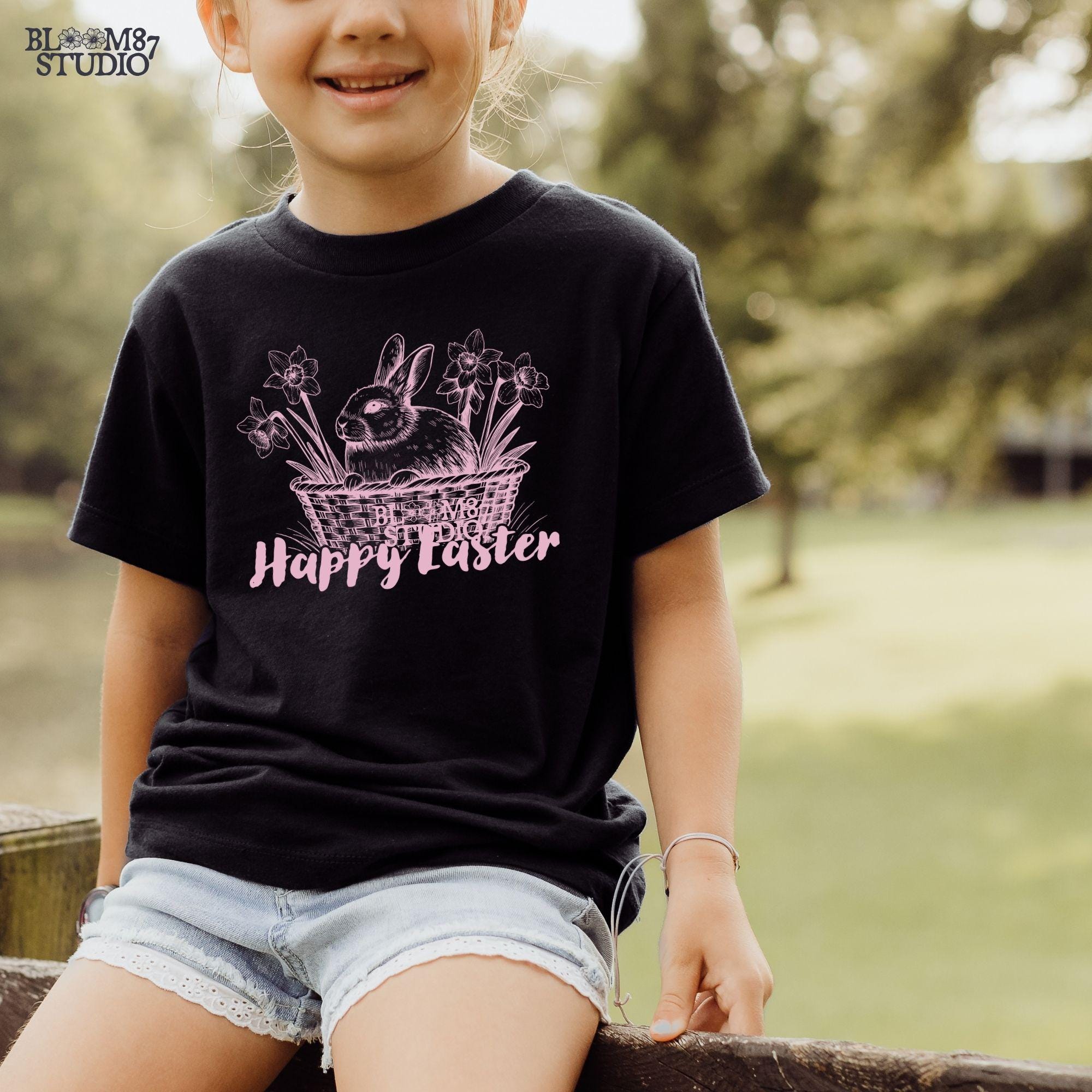 Rabbit clip art for Easter, vintage bunny graphic design, spring bunny PNG for shirts, floral rabbit Easter image, happy Easter animal design, bunny with flowers art, printable rabbit decor