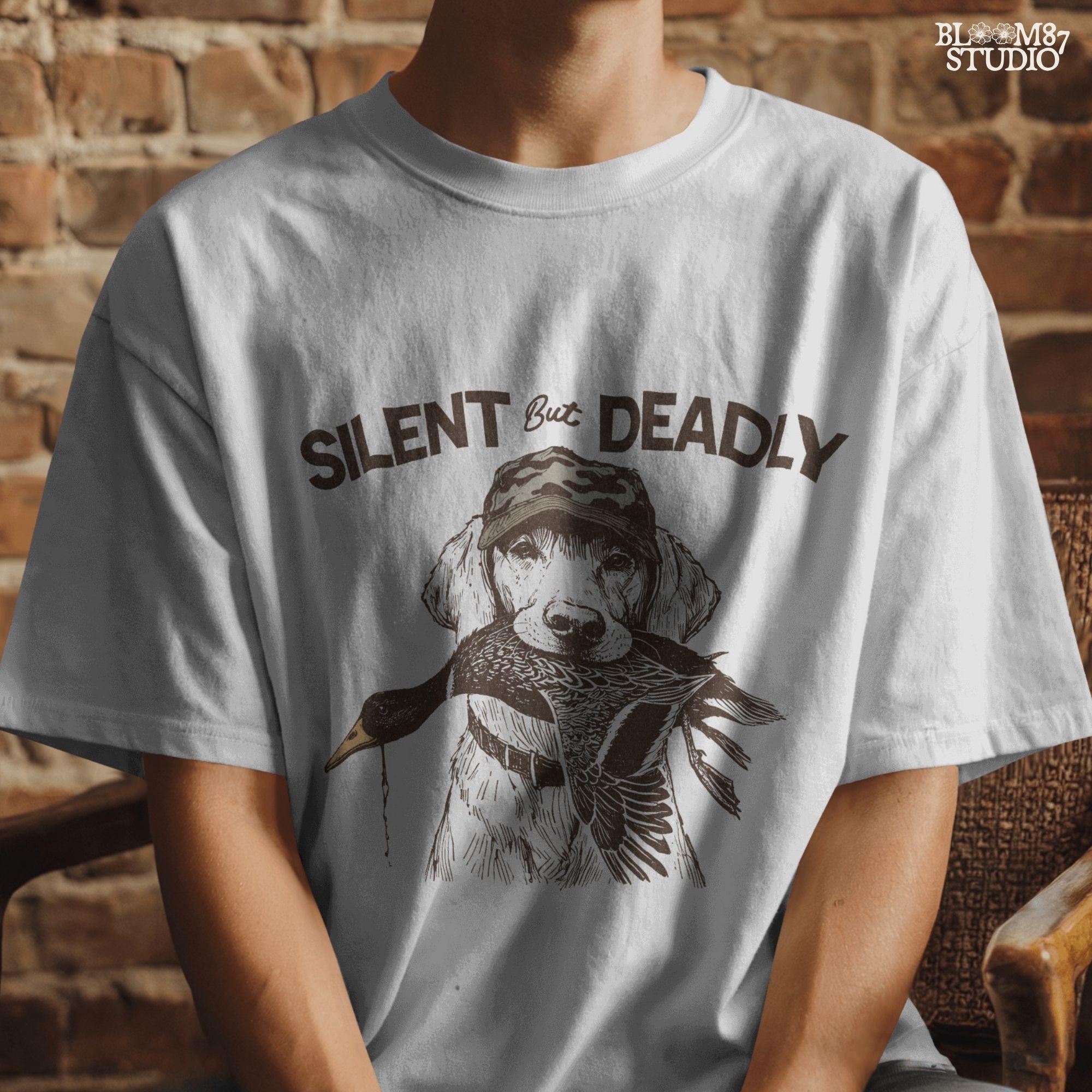 Duck Hunting Dog PNG, Silent But Deadly Hunting Sublimation, Camo Hat Retriever Png, Duck Dog PNG, Funny Hunting Shirt PNG, Waterfowl Hunter
