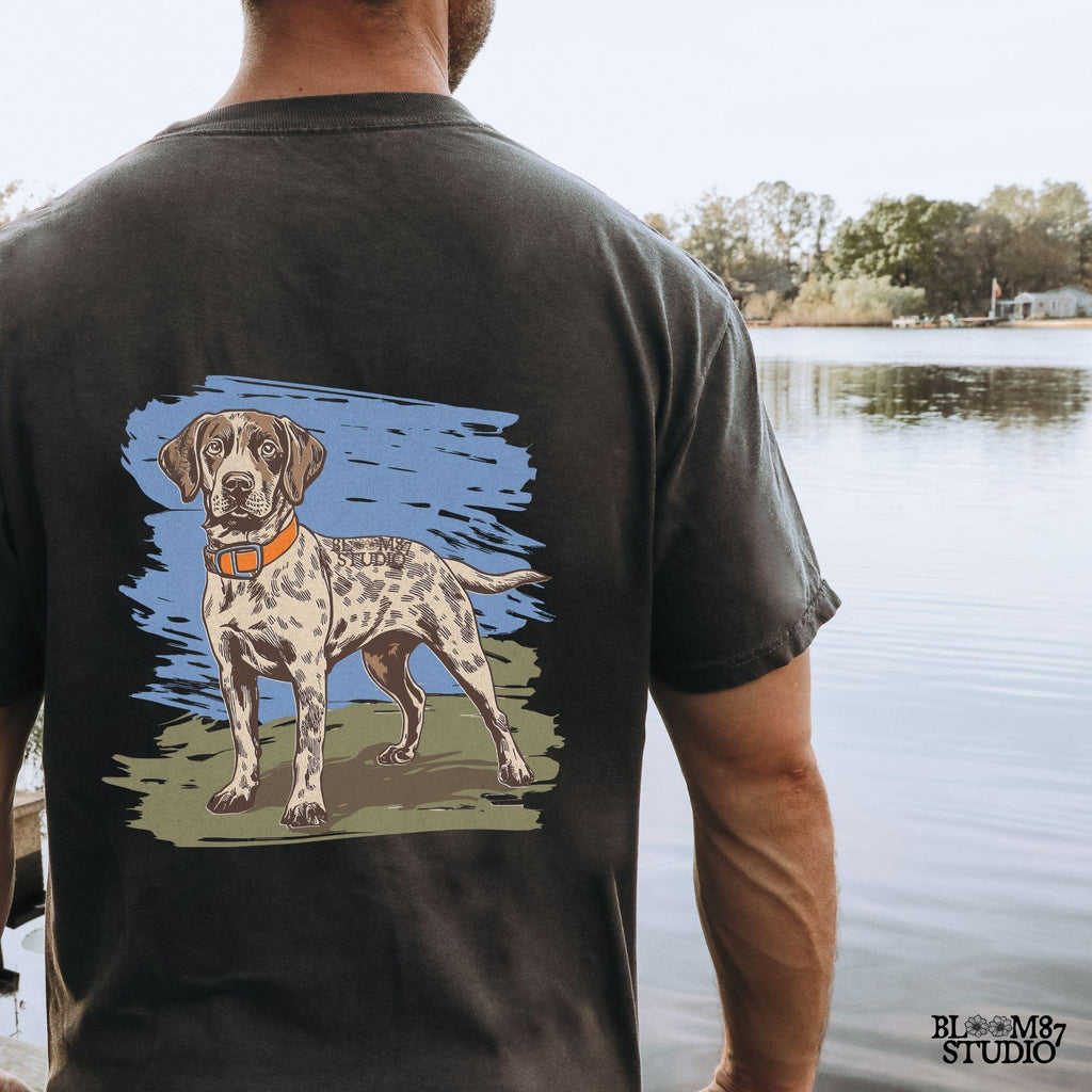German pointer digital clipart, GSP for mug design, dog hunter gift PNG, sporting breed PNG, gundog with orange collar art, pointer dog lover design, upland hunter PNG, GSP country theme PNG, outdoor wildlife dog PNG, hunting gear art PNG, German shorthaired pointer with collar, pointer digital file for Cricut, dog hunting silhouette PNG, GSP rustic shirt image, bird hunter art, pointer breed transfer, gundog sketch PNG