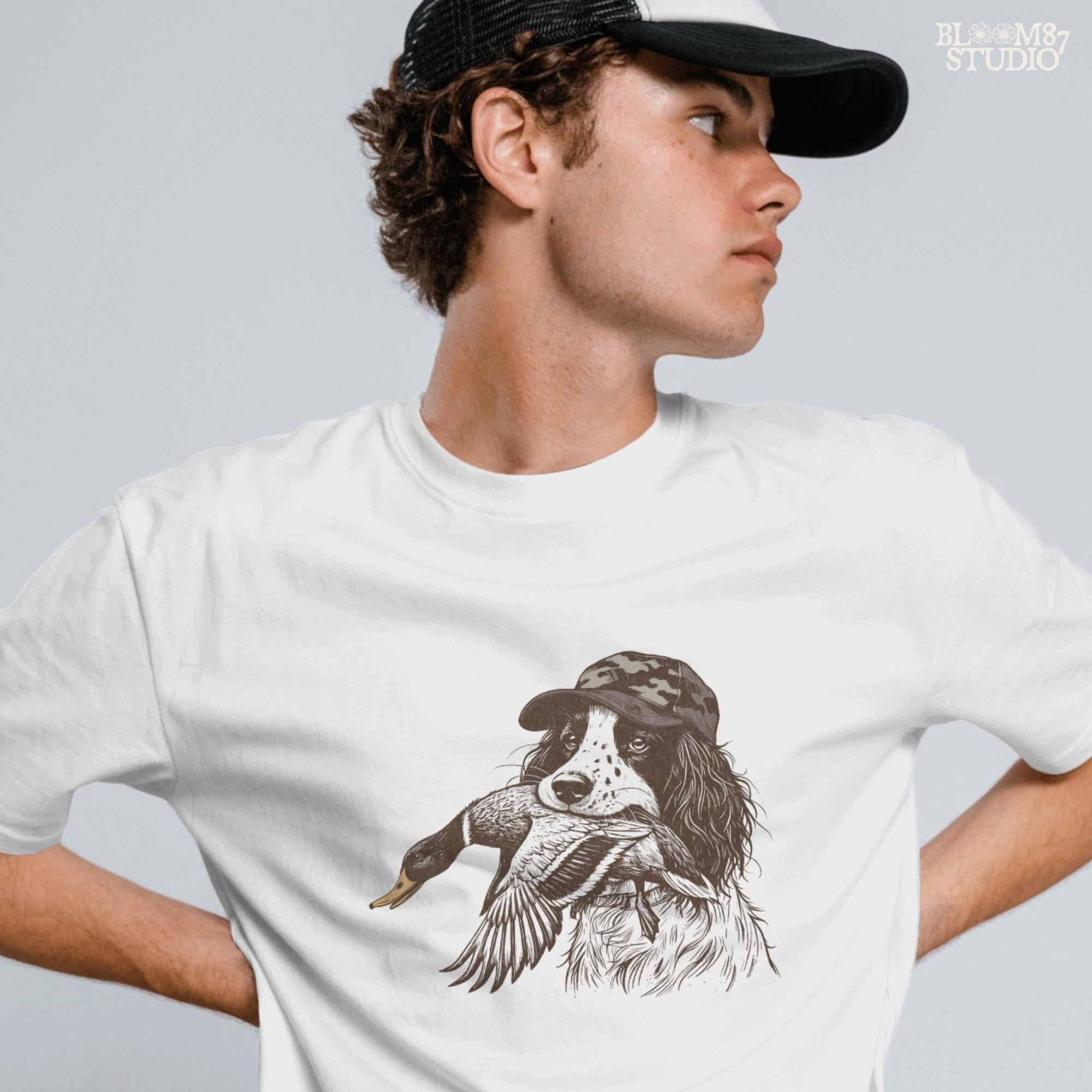 Springer Spaniel Duck Hunting PNG, Hunting Dog with Duck PNG, Camo Hat Retriever PNG, Waterfowl Hunting Sublimation, Southern Dog Png Design