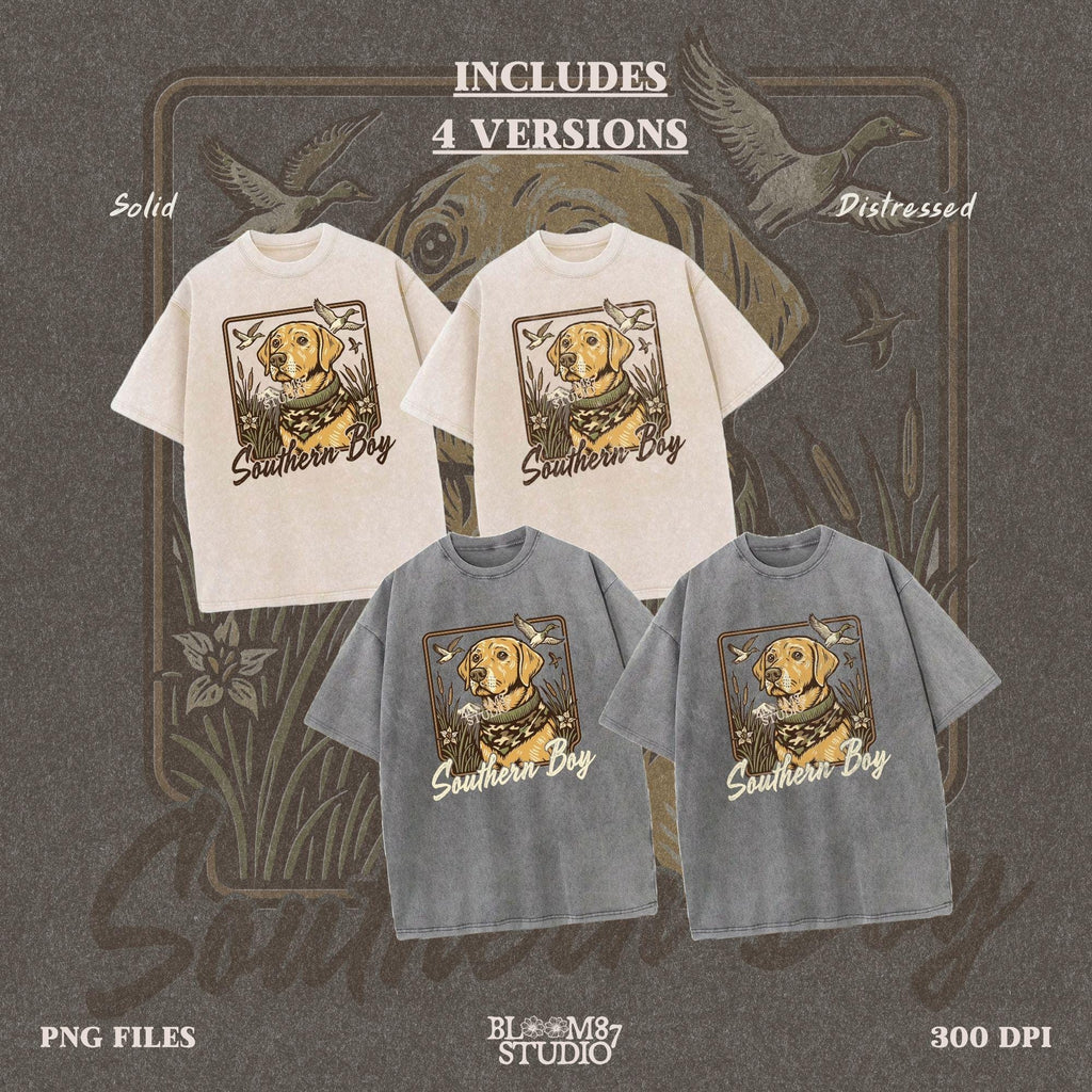 Southern Boy PNG, Duck Hunting Dog Sublimation, Yellow Lab Camo Bandana PNG, Waterfowl Dog PNG, Rustic Southern Hunting Design,Dog Lover Png