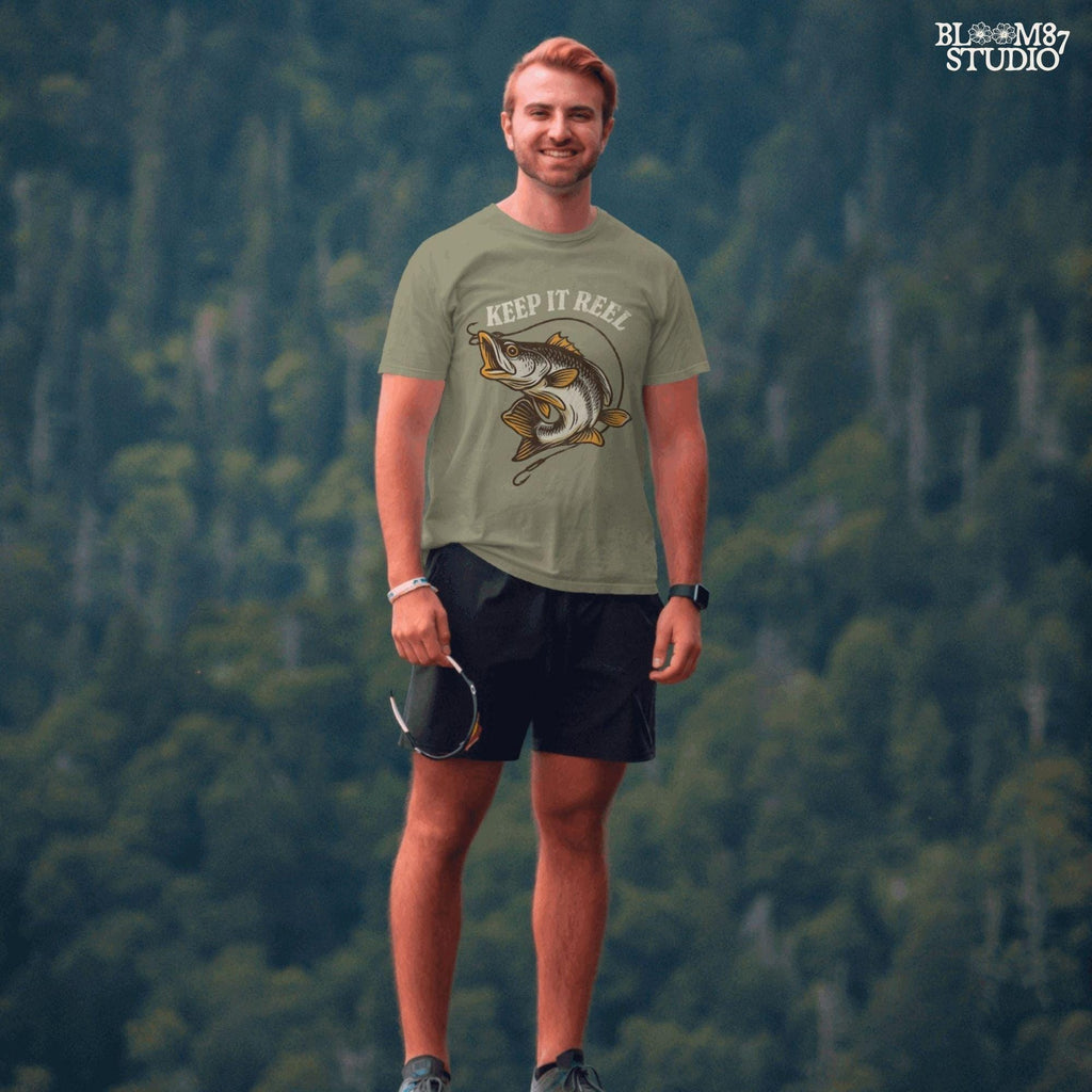 Keep It Reel Fishing PNG, Funny Bass Fishing Sublimation, Fisherman Gift PNG, Rustic Lake Life Shirt Design, Fish Hook PNG, Outdoor Humor