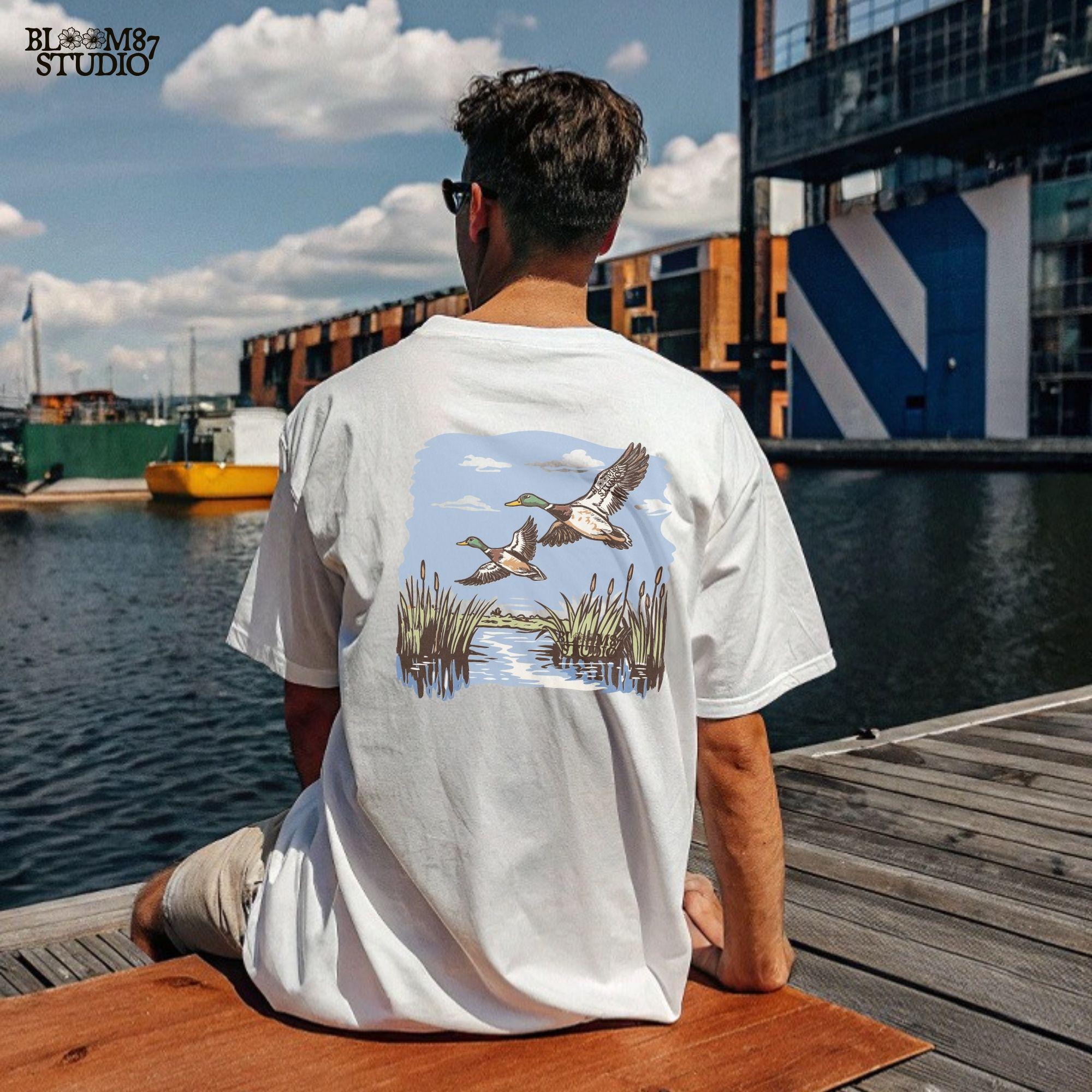 duck call themed art, mallard sky png, hunting hobby printable, bird flock png, wild nature duck design, waterfowl duo clipart, fly zone ducks png, rustic bird art file, digital duck art, game birds scene png