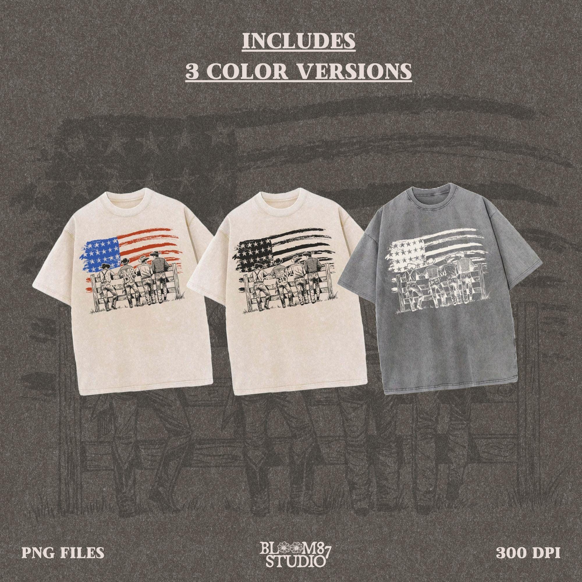 Cowboy American Flag PNG, Western Patriotic PNG, Ranch Life 4th of July Sublimation, Rustic Country PNG for T-Shirt, Farm Rodeo Png File