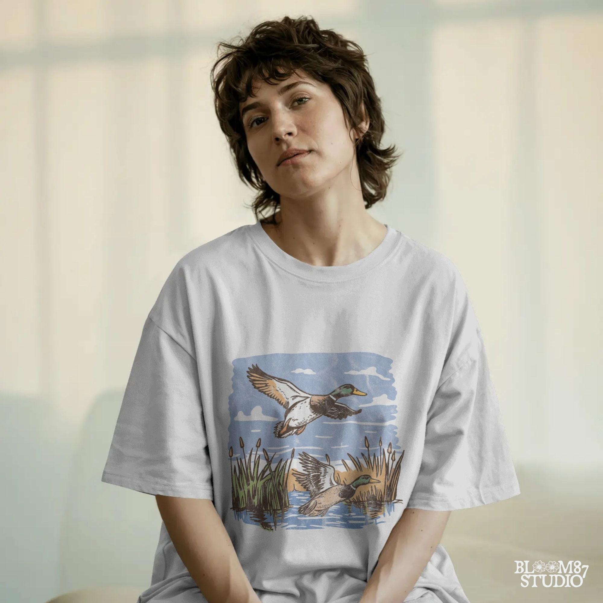 Mallard Duck PNG, Marsh Hunting PNG, Flying Duck PNG, Vintage Duck Hunt Scene Png,Waterfowl Sublimation,Wetland Shirt Design,Vintage Graphic