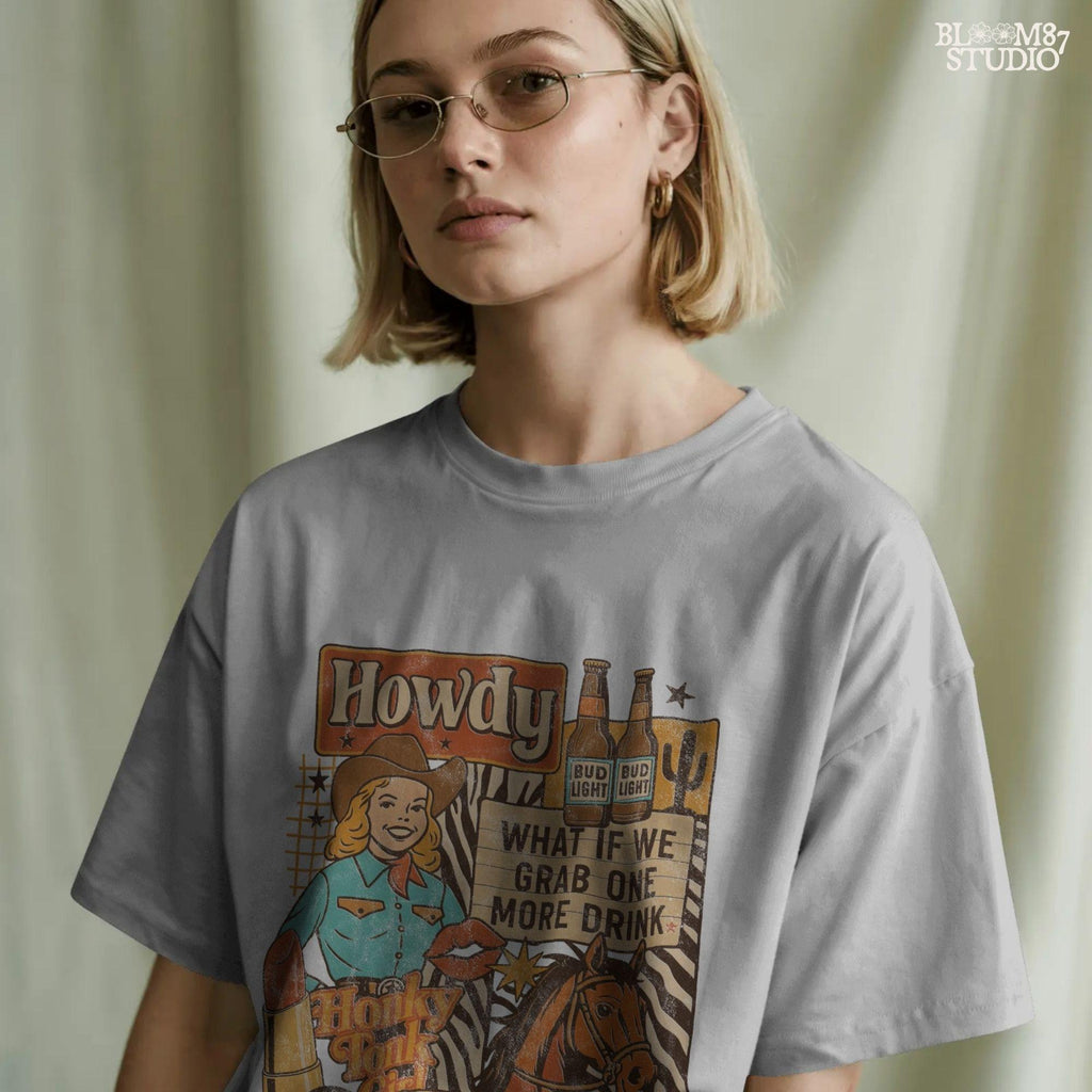 Honky Tonk Girl PNG, Western Cowgirl Collage PNG, Retro Wild West Sublimation, Bud Light Beer PNG, Country Bar Sign Clipart, Trendy Western