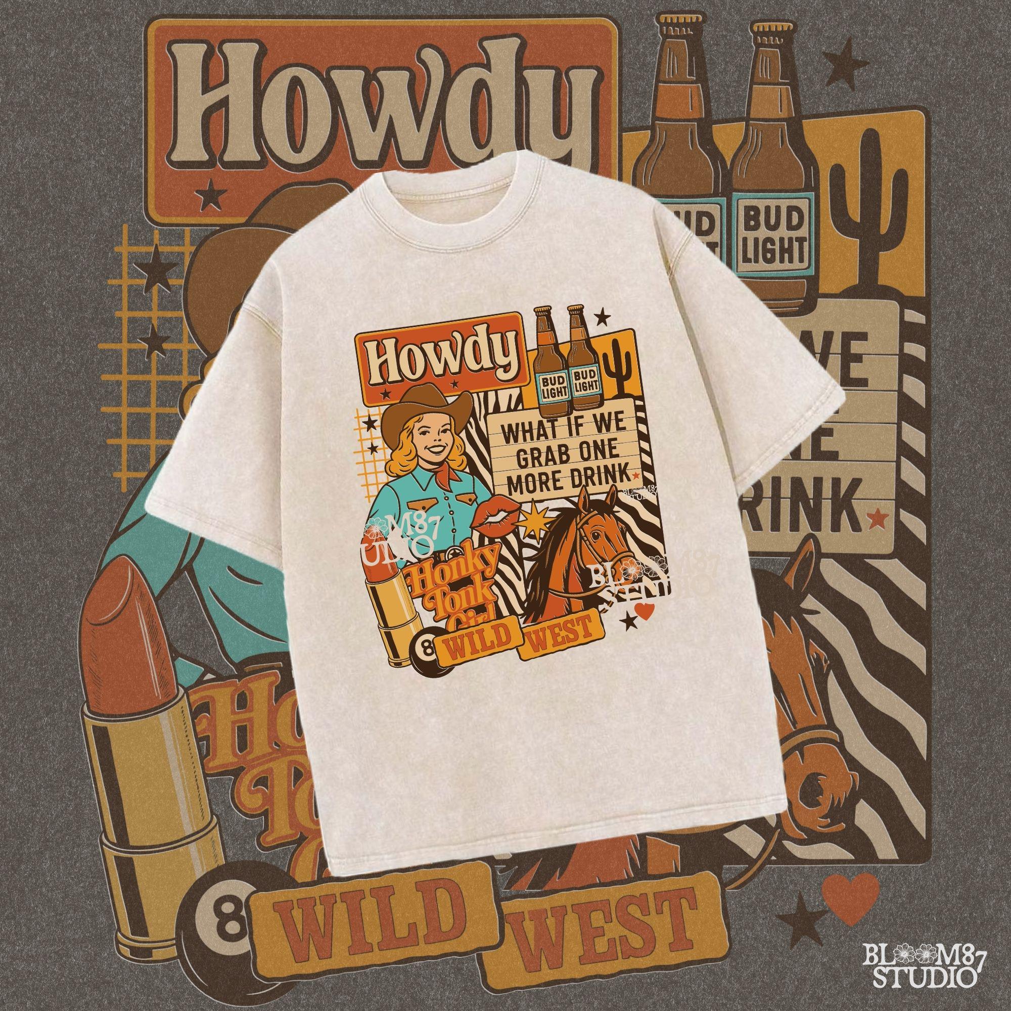 Honky Tonk Girl PNG, Western Cowgirl Collage PNG, Retro Wild West Sublimation, Bud Light Beer PNG, Country Bar Sign Clipart, Trendy Western