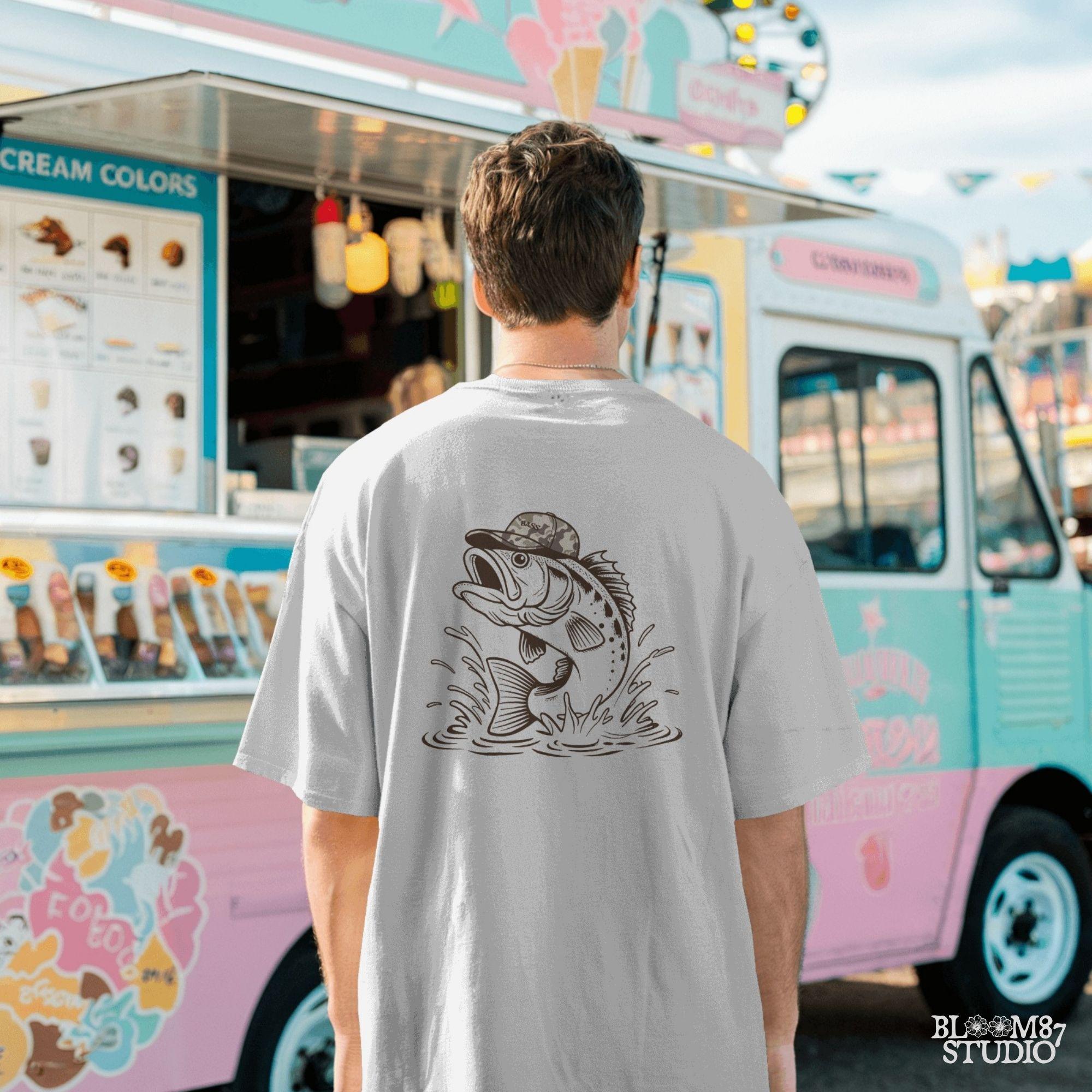 bass fish leap png, fisherman humor design, camo trucker hat fish, outdoor funny sublimation, hunting and fishing design, fish lover shirt art, rustic man png, fish jump design png, funny lake day file, bass cartoon design