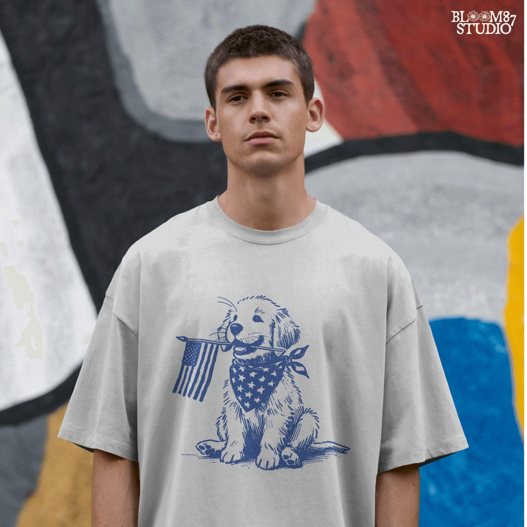 Patriotic Dog PNG, 4th of July Pup Sublimation, American Flag Bandana Pet Png, USA Vintage Dog, Independence Day Design,Western Sublimations