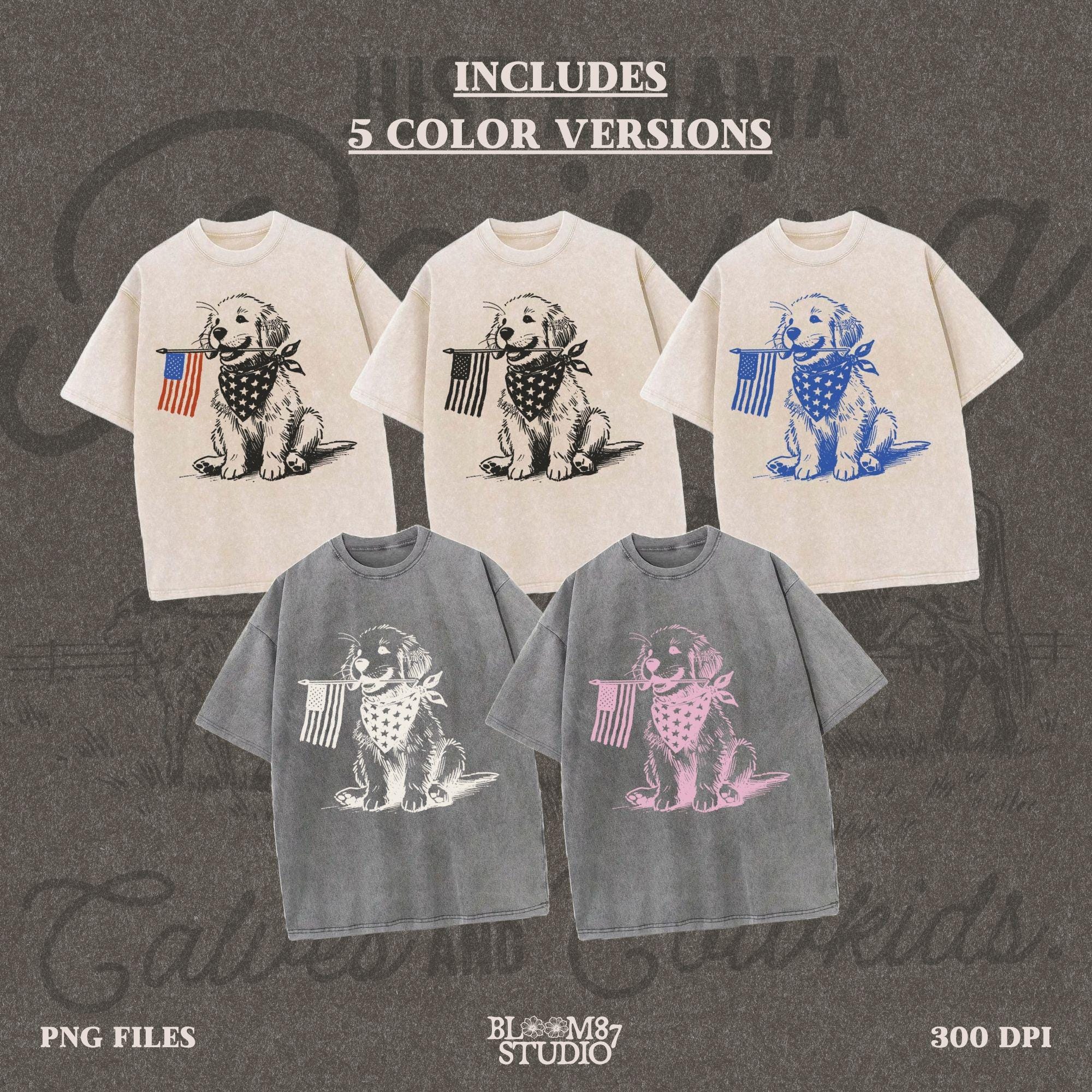 Patriotic Dog PNG, 4th of July Pup Sublimation, American Flag Bandana Pet Png, USA Vintage Dog, Independence Day Design,Western Sublimations