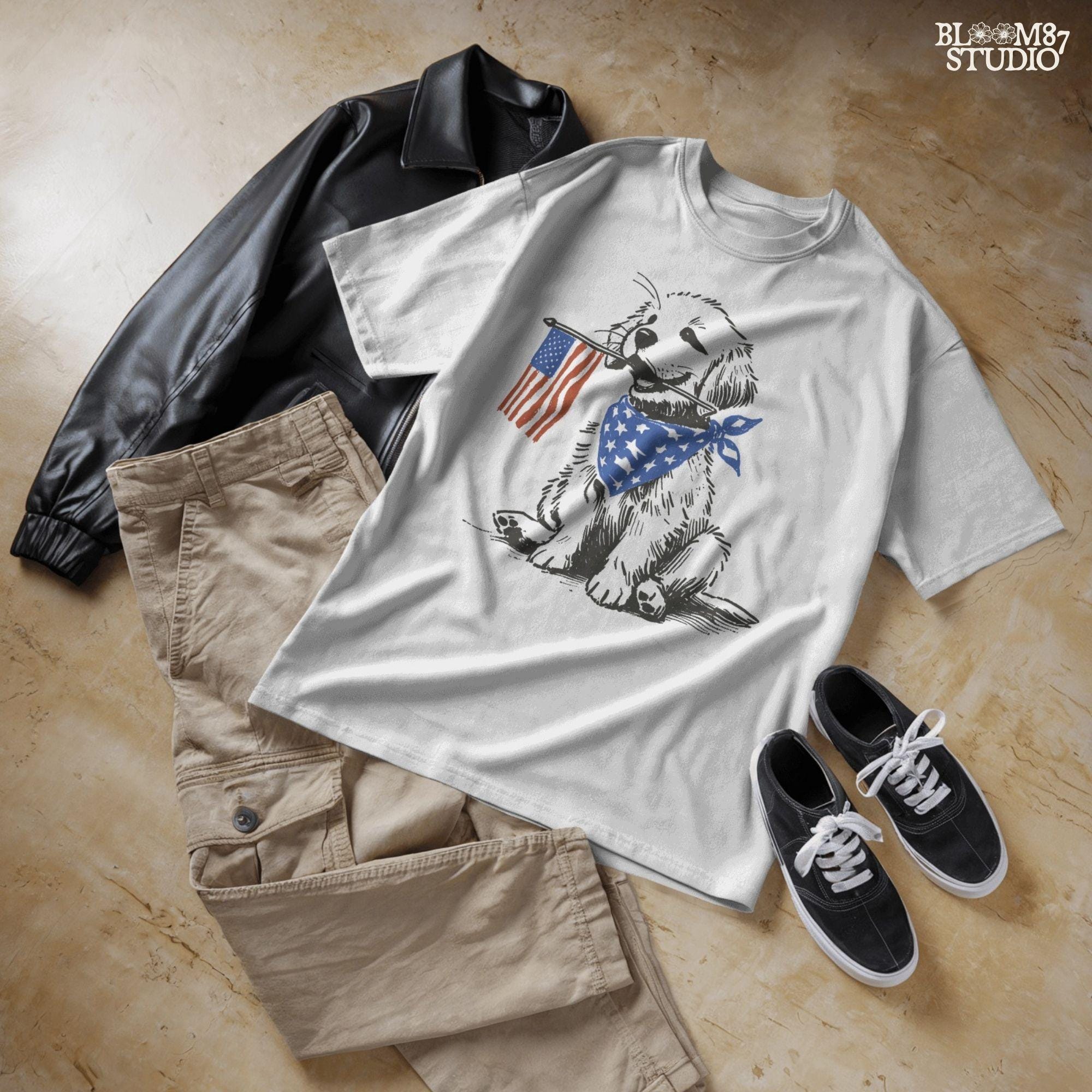 Patriotic Dog PNG, 4th of July Pup Sublimation, American Flag Bandana Pet Png, USA Vintage Dog, Independence Day Design,Western Sublimations