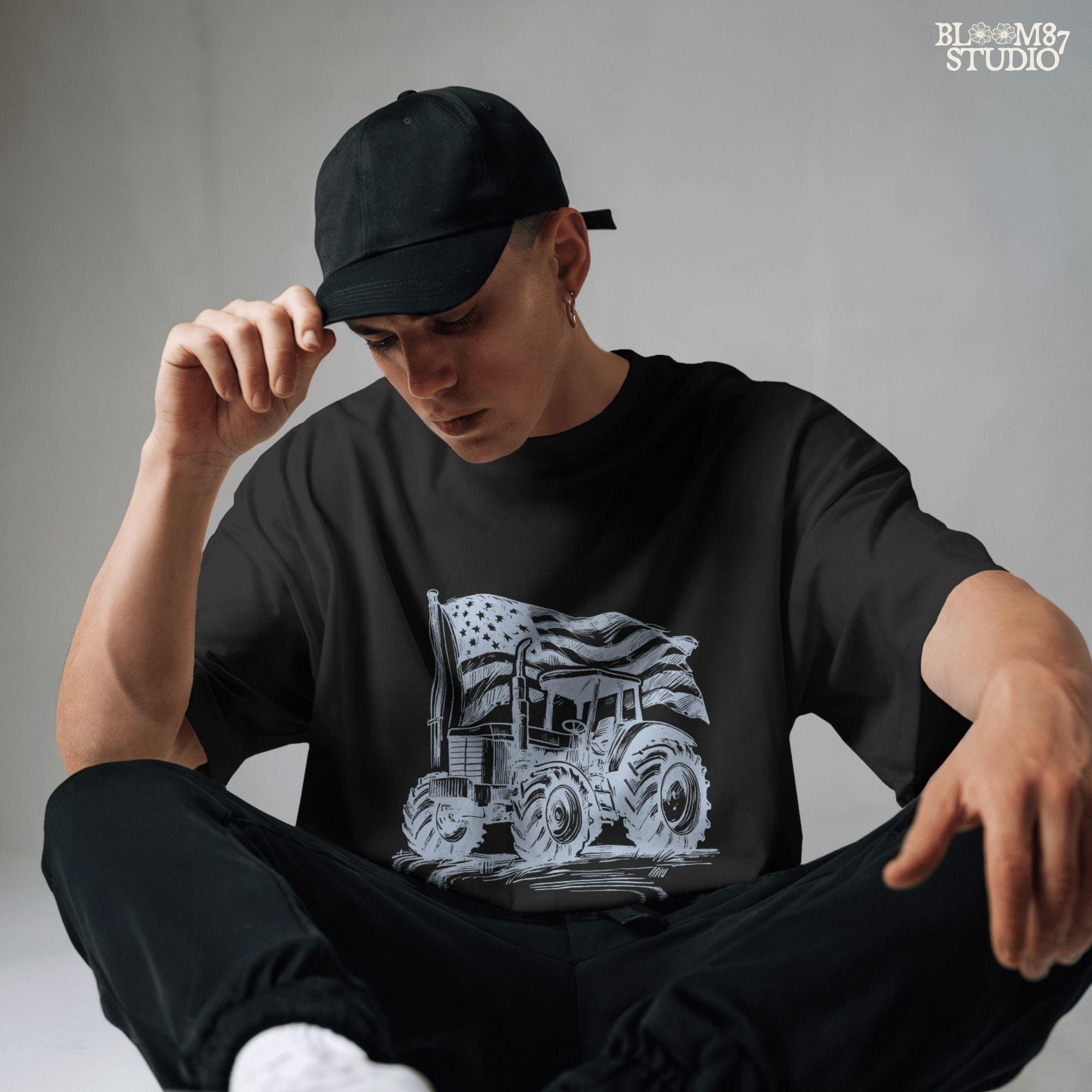 Patriotic Tractor PNG, American Flag Farm Sublimation, 4th of July Country Shirt Design, Memorial & Independence Day, Rustic USA Farmer PNG