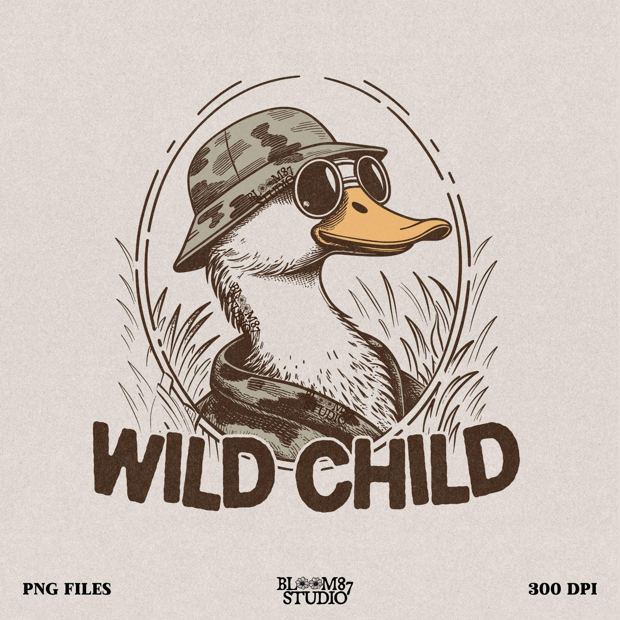 Wild Child Duck PNG, Mallard Duck Camo Hat PNG, Funny Duck Hunting PNG, Country Western Duck Png, Hunting Shirt Design Png, Duck Life Png