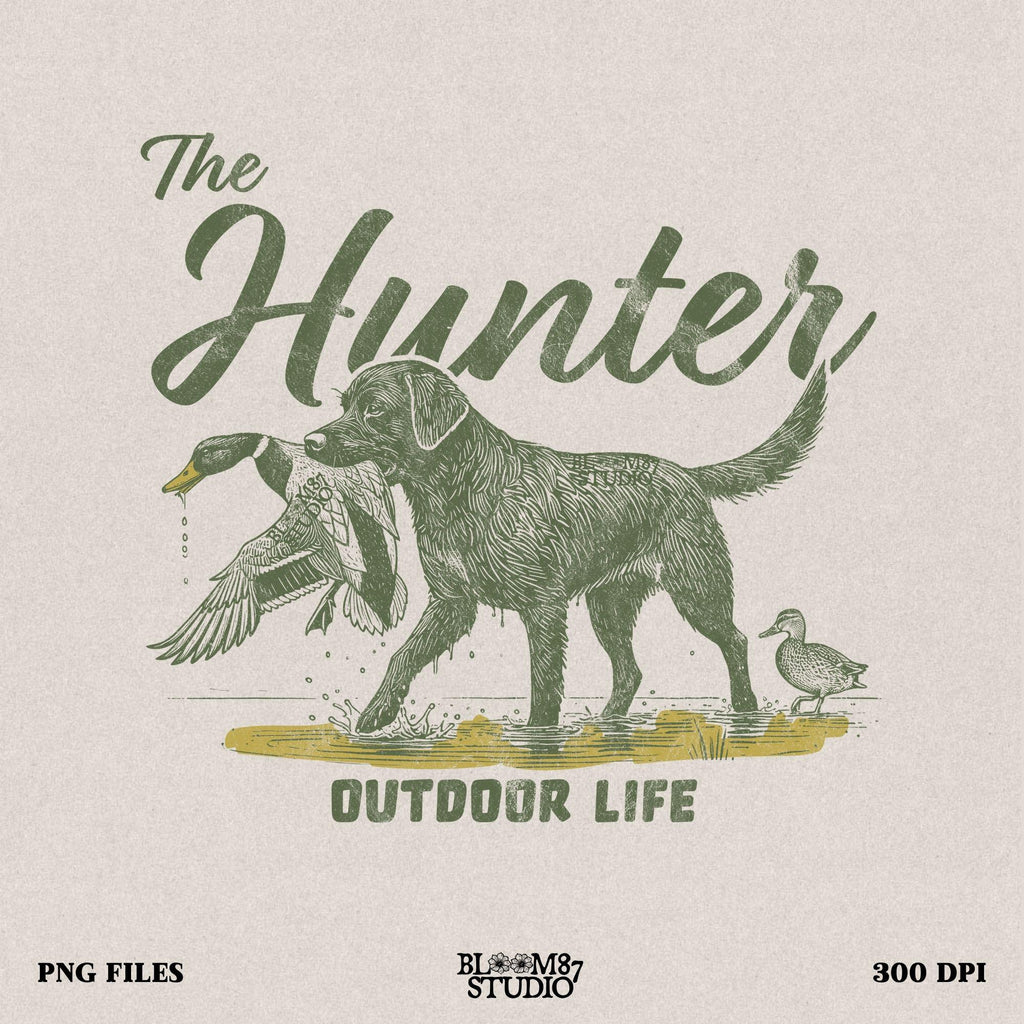 The Hunter PNG, Duck Hunting Dog PNG, Outdoor Life Retriever PNG, Hunting Dog Sublimation Design, Waterfowl Retriever Png, Duck Dog Design