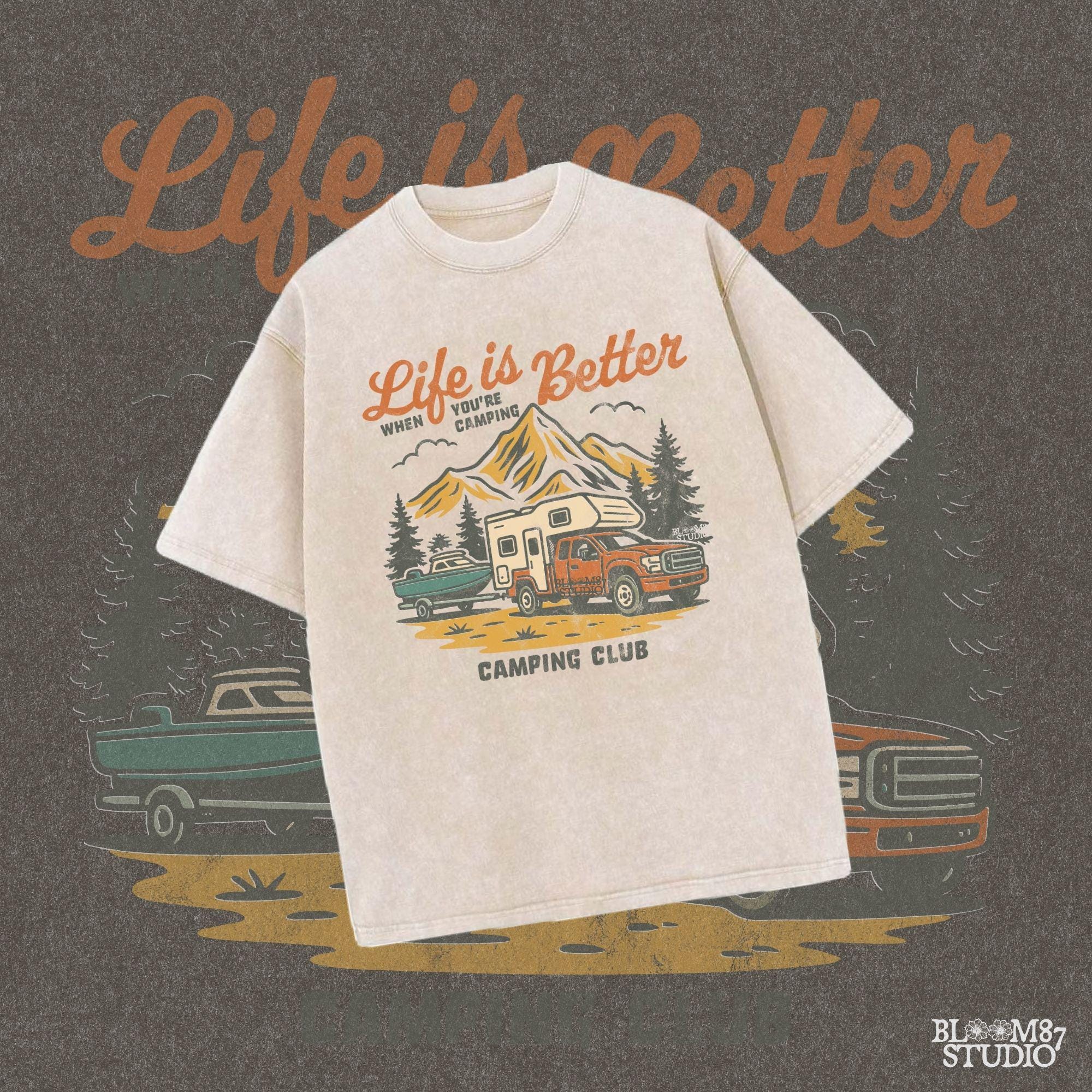 Life Is Better Camping PNG, Camper RV Sublimation Design, Retro Outdoor Camping Club PNG, Truck and Trailer Boating Png,Summer Adventure Png