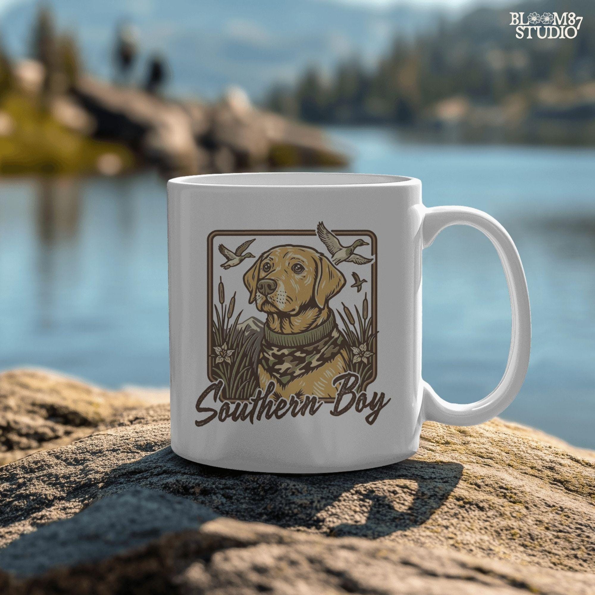 Southern Boy PNG, Duck Hunting Dog Sublimation, Yellow Lab Camo Bandana PNG, Waterfowl Dog PNG, Rustic Southern Hunting Design,Dog Lover Png