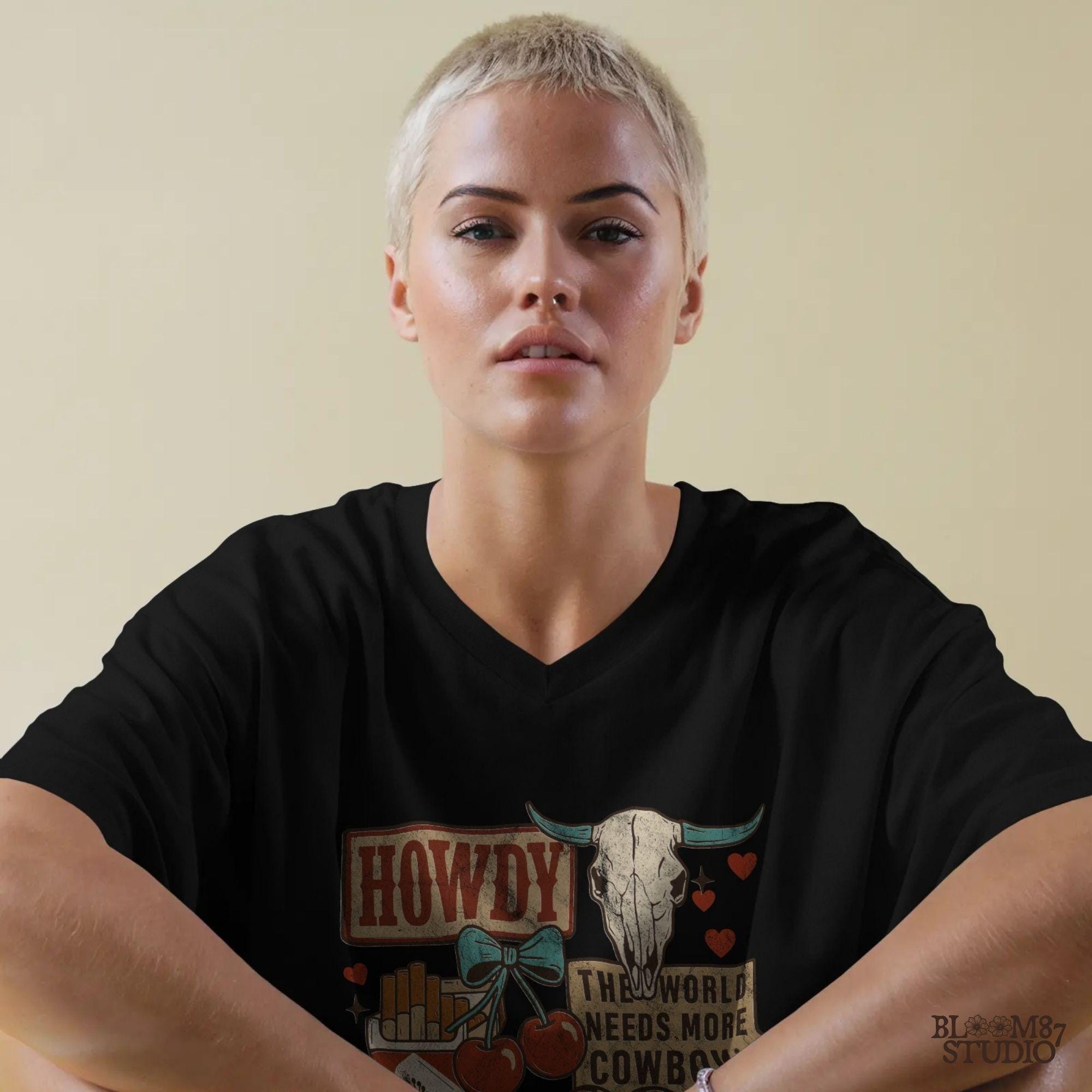 Howdy Western Collage PNG, Trendy Cowgirl Sticker Design, Grunge Wild West PNG, Leopard Lips, Skull Cherry Cowboy PNG, Sublimation Png File