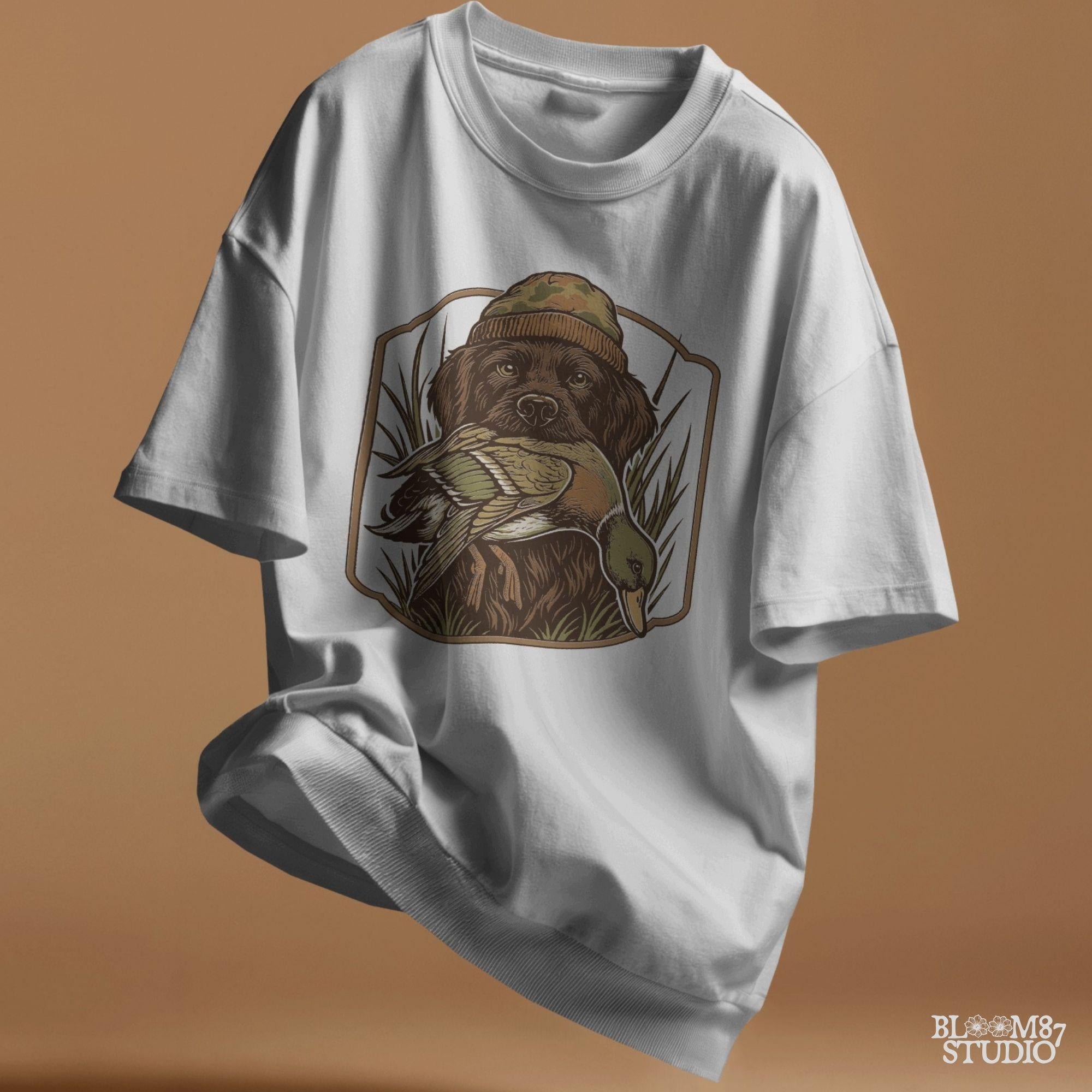 Camo Duck PNG, Hunting Dog PNG, Retriever with Mallard Sublimation, Duck Hunting Clipart, Waterfowl Art for Shirt, Outdoor Hunting PNG