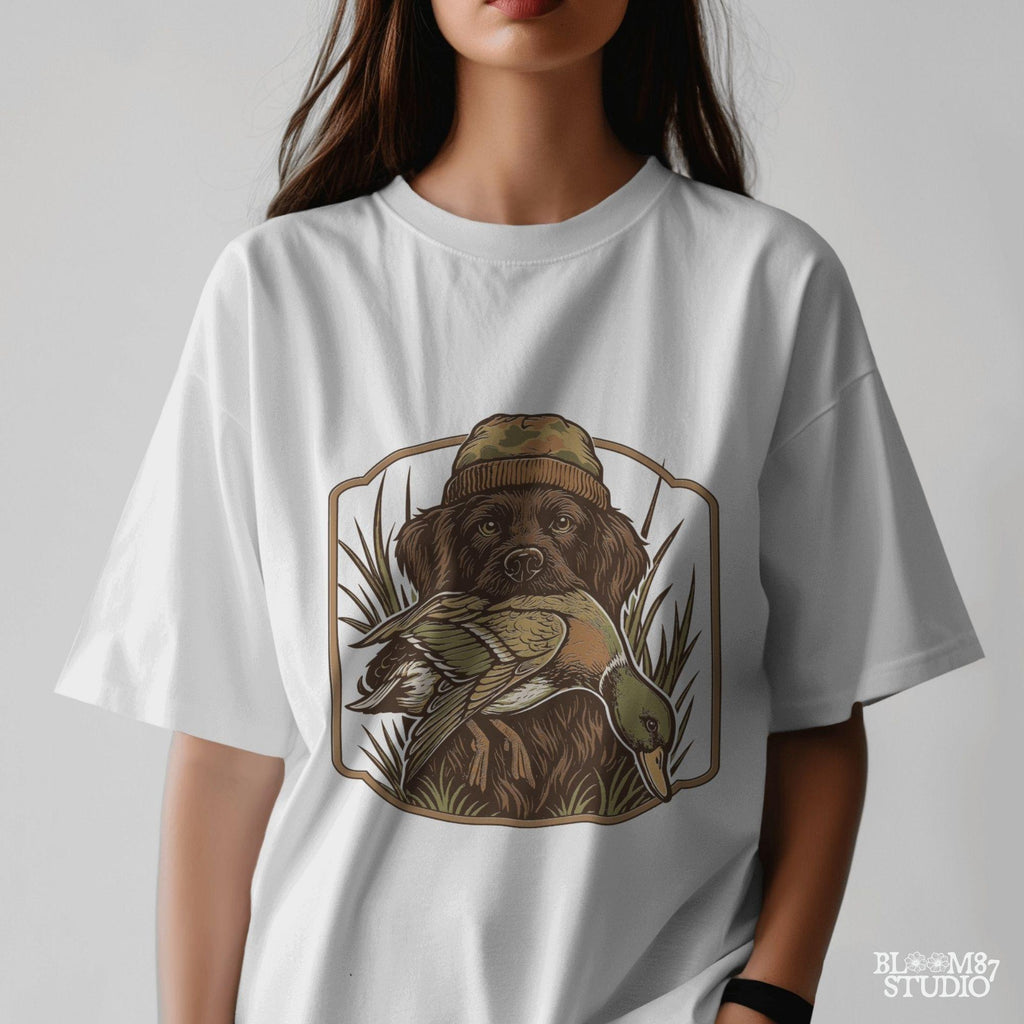 Camo Duck PNG, Hunting Dog PNG, Retriever with Mallard Sublimation, Duck Hunting Clipart, Waterfowl Art for Shirt, Outdoor Hunting PNG