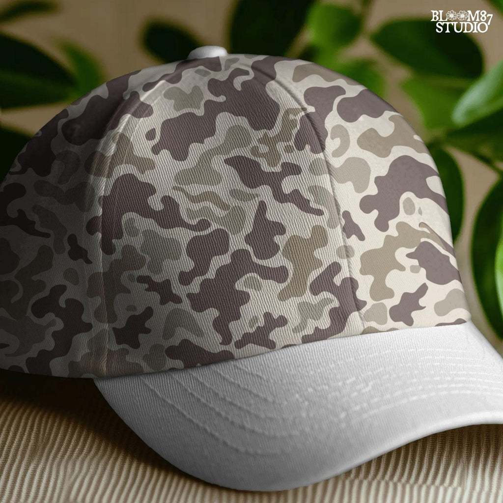 Seamless desert camouflage pattern in tan, beige, and brown tones – military style background for sublimation or digital use.