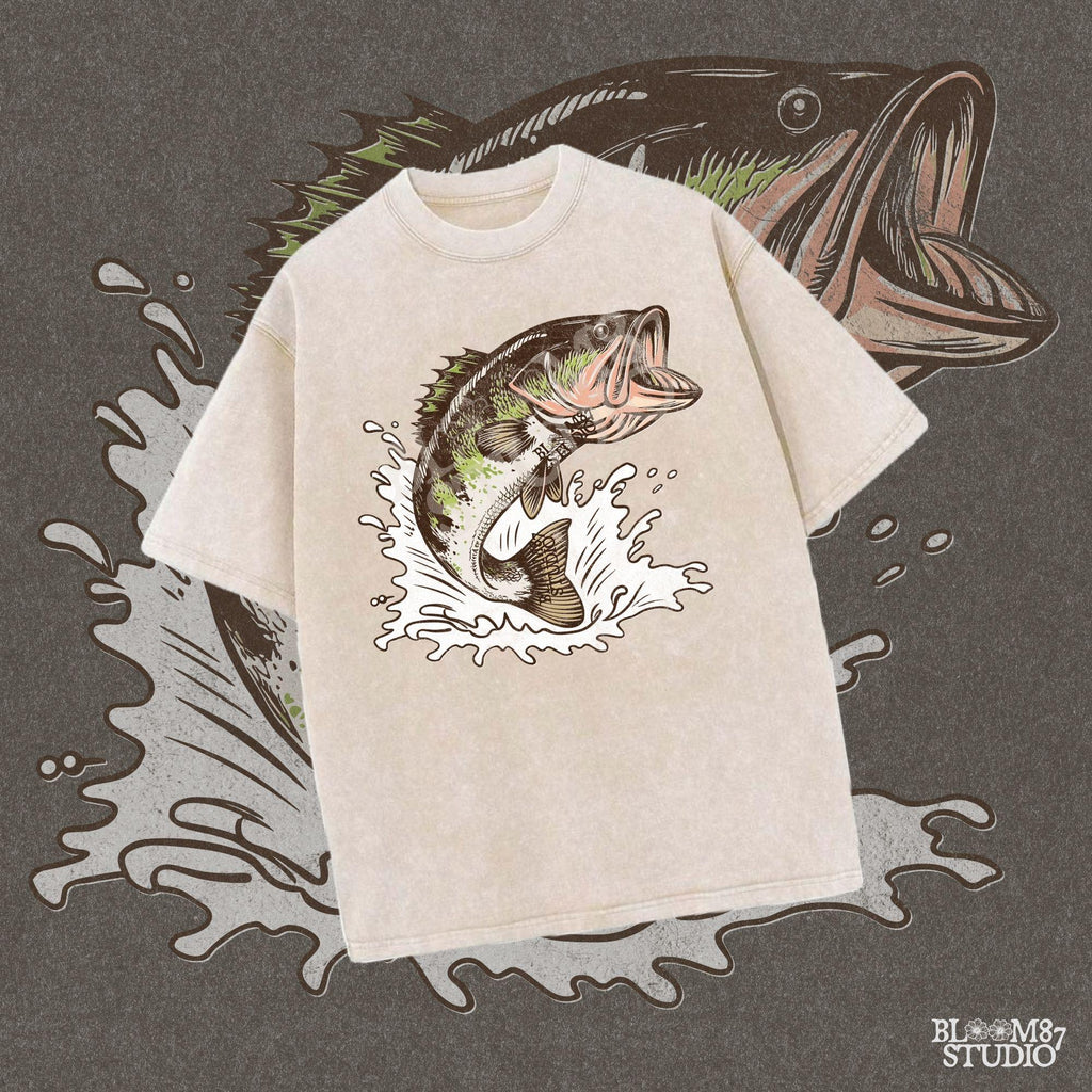 Jumping Bass PNG | Fishing Sublimation Design | Lake Life Outdoors PNG for Shirts, Mugs, Tumblers | Fisherman Gift | Catch of the Day PNG