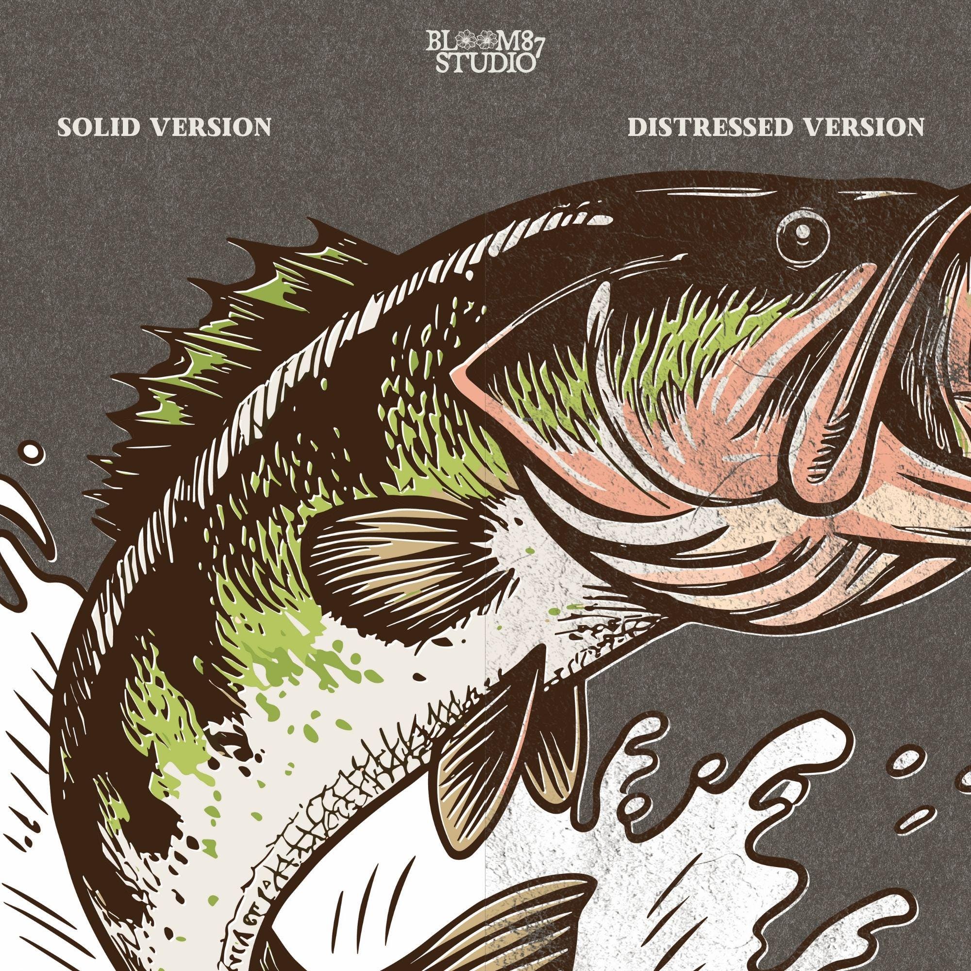 Jumping Bass PNG | Fishing Sublimation Design | Lake Life Outdoors PNG for Shirts, Mugs, Tumblers | Fisherman Gift | Catch of the Day PNG