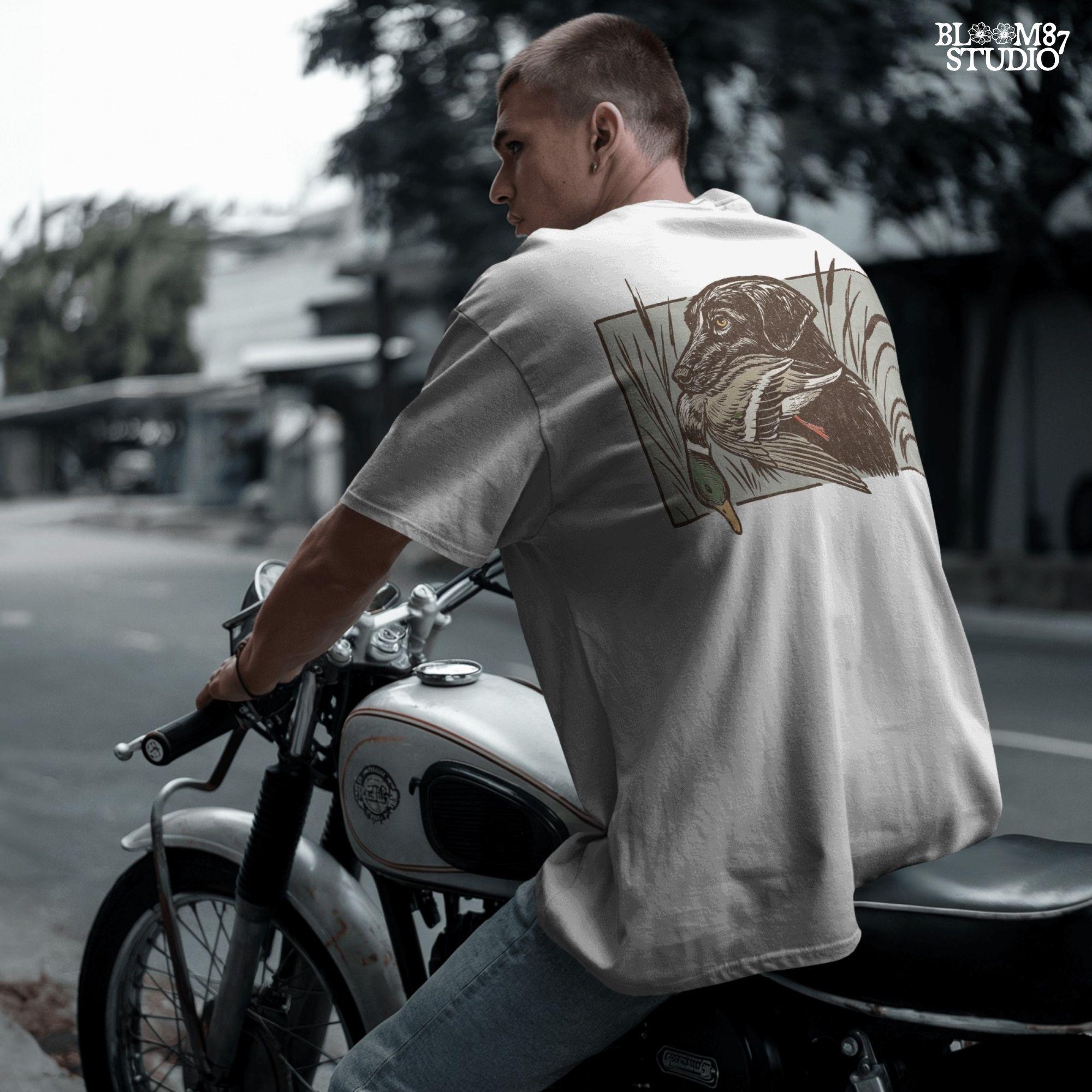 black labrador retriever with mallard duck, duck hunting dog in marsh grass, vintage outdoor hunting design, mallard duck art illustration