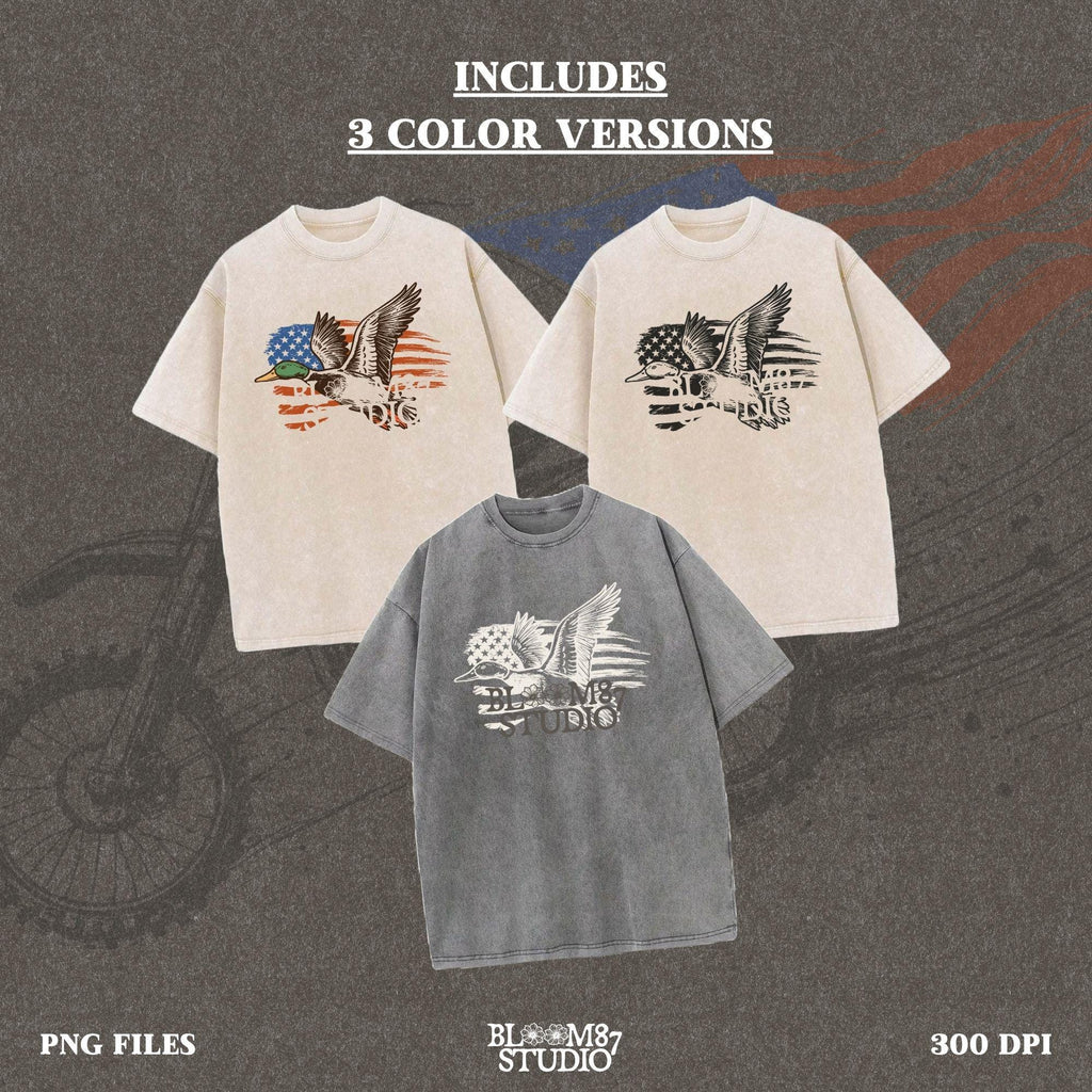 Patriotic Duck PNG | Mallard Flying with American Flag | Hunting Sublimation File | USA Wildlife Shirt Design | USA Graphic for Shirt, Mugs