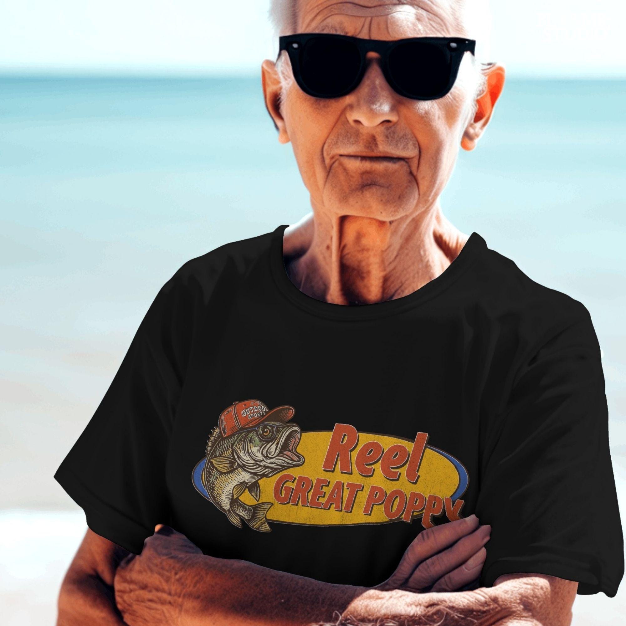Reel Great Poppy PNG Funny Fishing Grandpa Sublimation,Vintage Bass Fish PNG for Father’s Day Gift,Outdoor Sports Dad PNG for Father’s Day